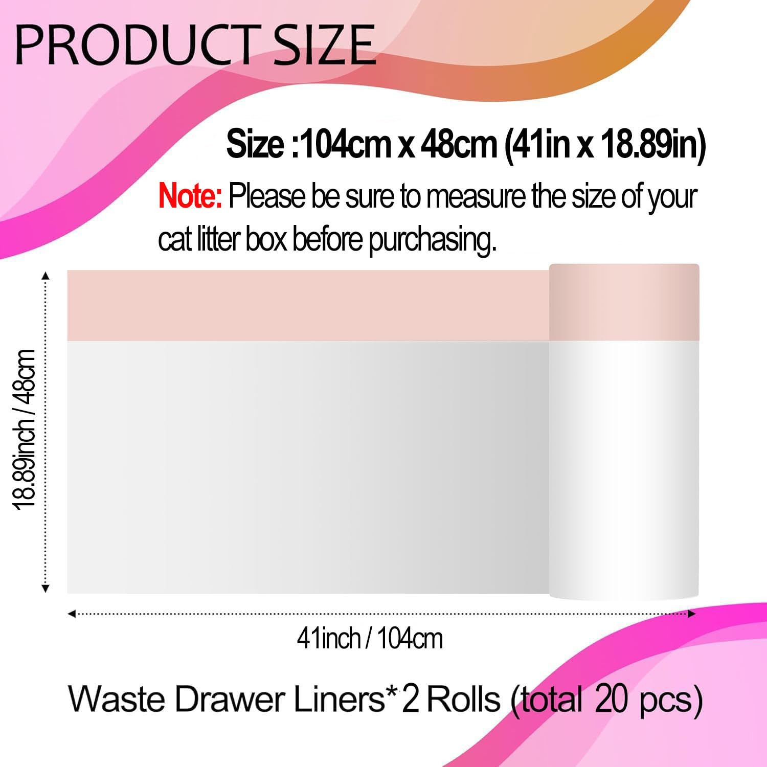 Naielfopet 20 Count 41'' X 19'' Extra Large Litter Box Liners, Disposable Durable And Heavy Duty Drawstring Cat Litter Pan Liner