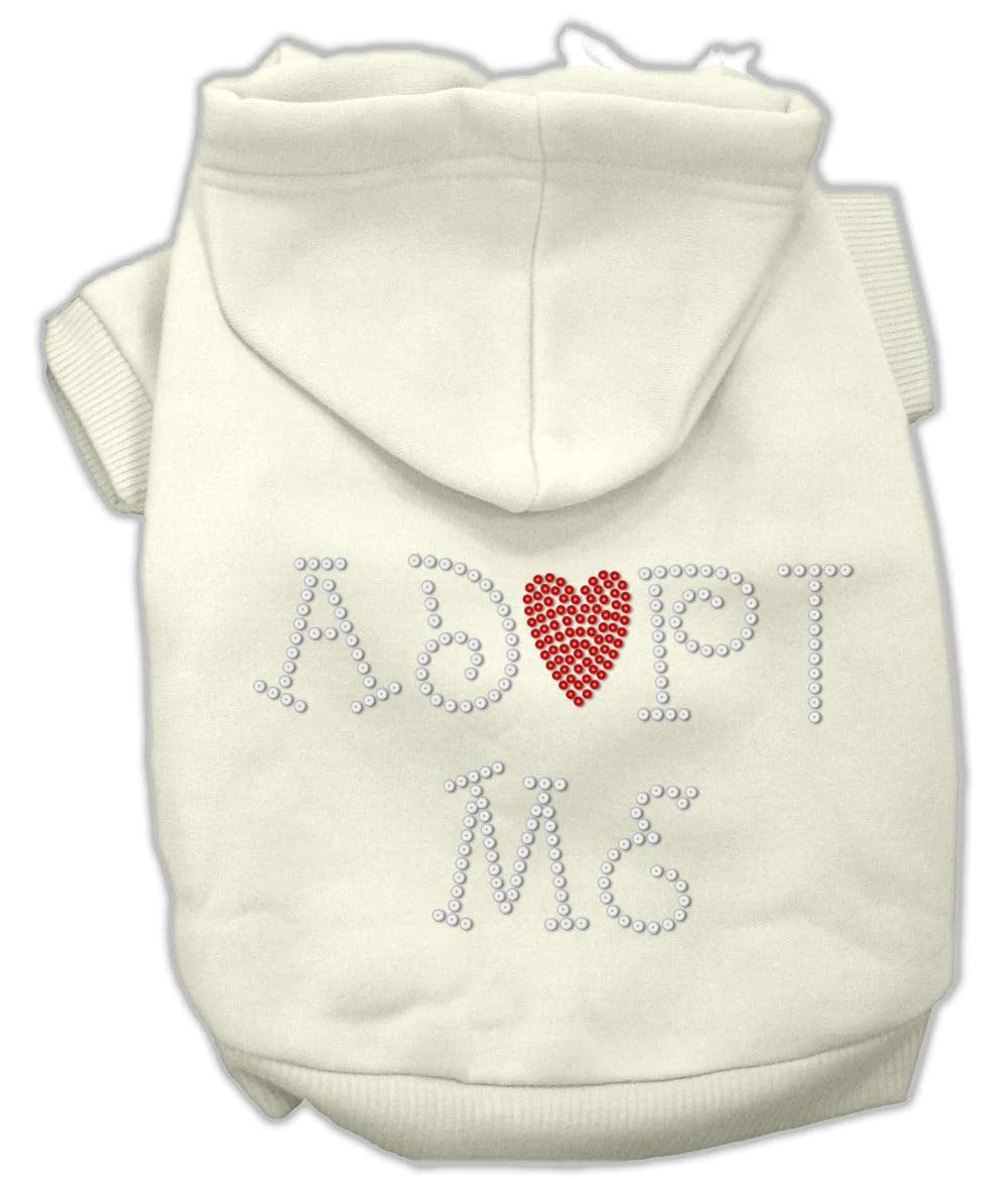 Pet, Dog & Cat Hoodie Rhinestone, &quot;Adopt Me&quot; Cream LG (10-14 lbs.)
