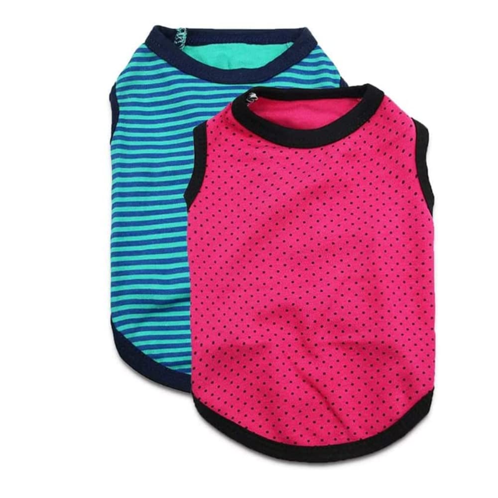 Droolingdog Breathable Small Dog T Shirt Dog Striped T-Shirt Puppy Shirts For Small Dogs