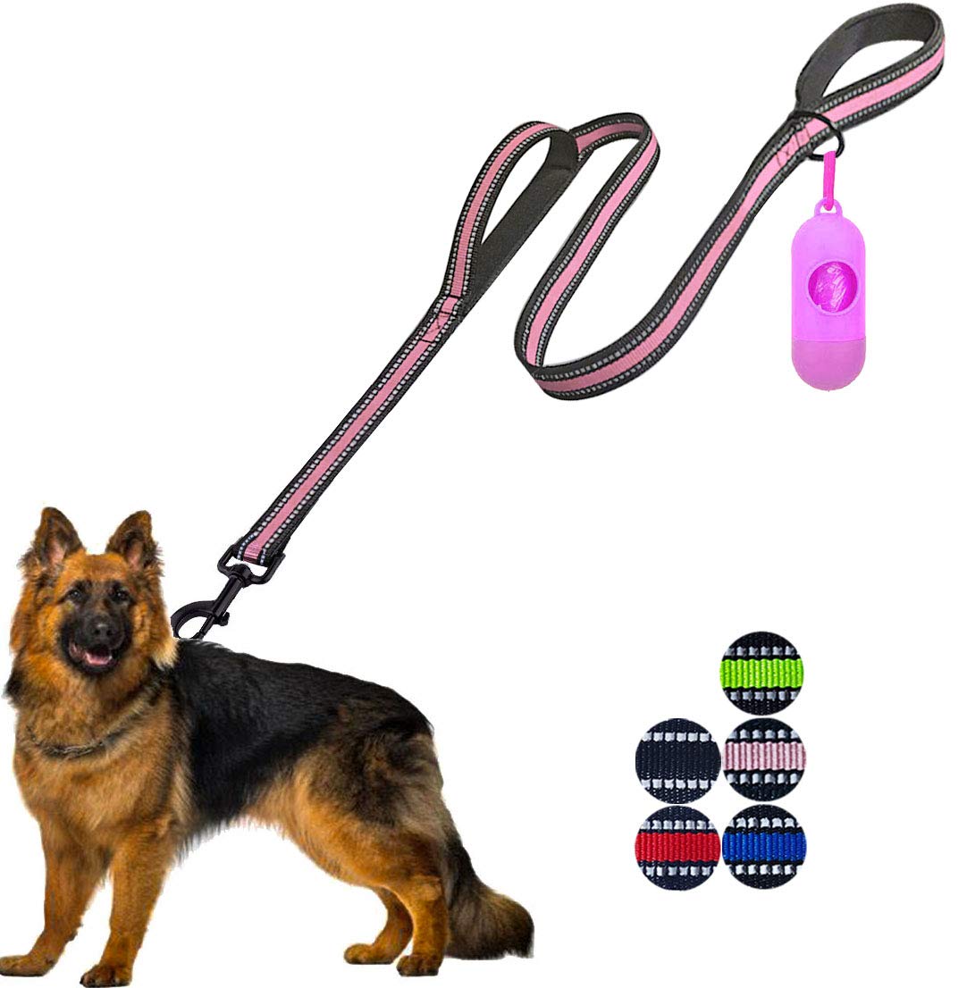 Jsxd Dog Leash,5 Ft Heavy Duty Double Handle Dog Leash With Comfortable Padded And Reflective,Rope Dog Leashes For Small,Medium,