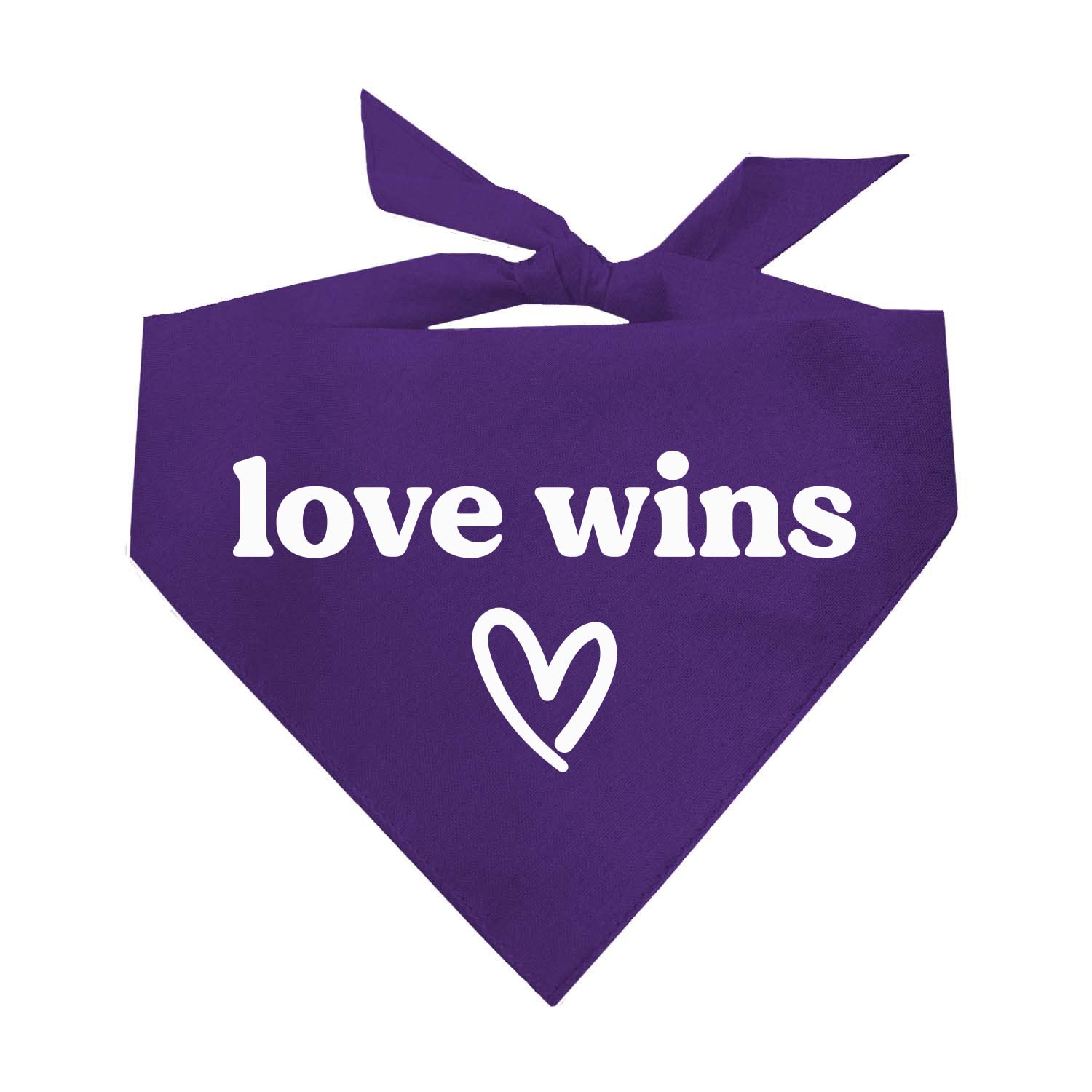 Love Wins Dog Bandana | 100% Cotton Adjustable Triangle | Made In Usa | Pride Day | Lgbtq+ | Rainbow | Parade |Purple, One Size 