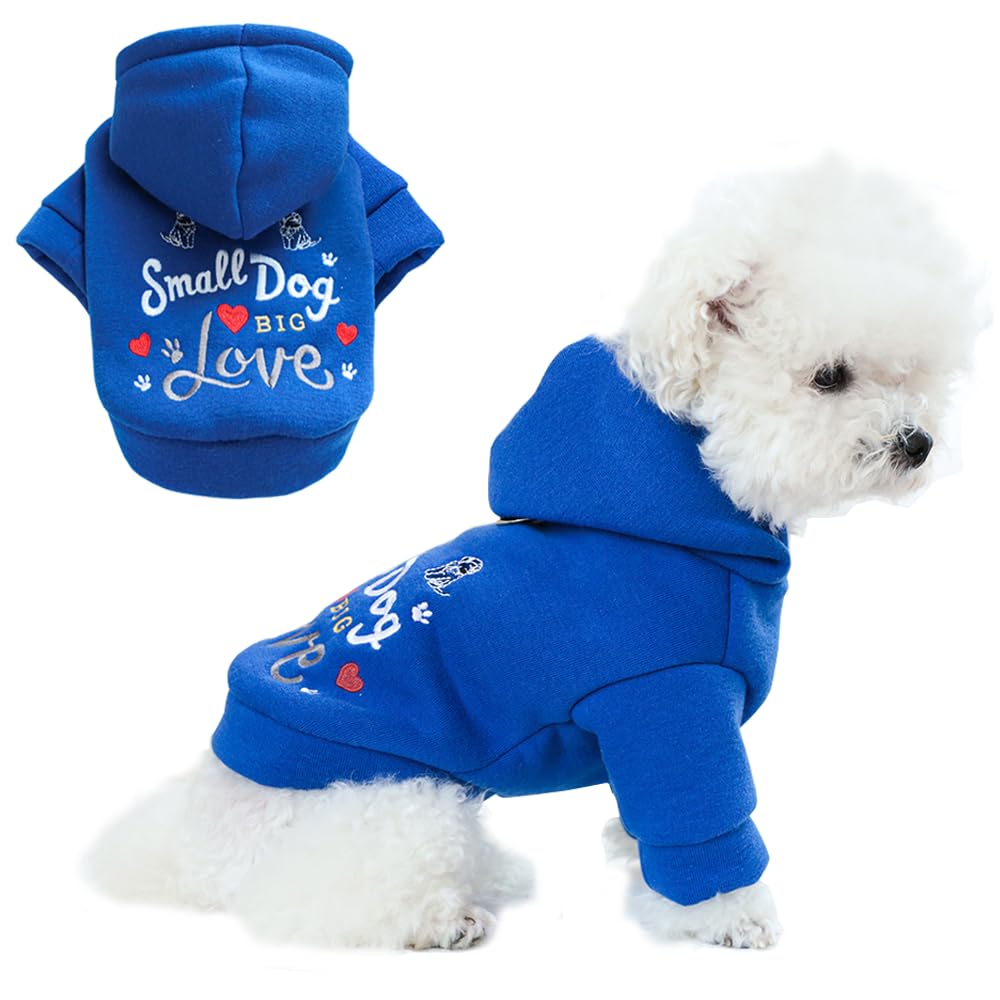 Aniac Happy Dog Hoodies - Puppy Clothes For Small Dogs & Cats, Warm Winter Sweater, Cold Weather Coat For Kitten, Chihuahua, Yor
