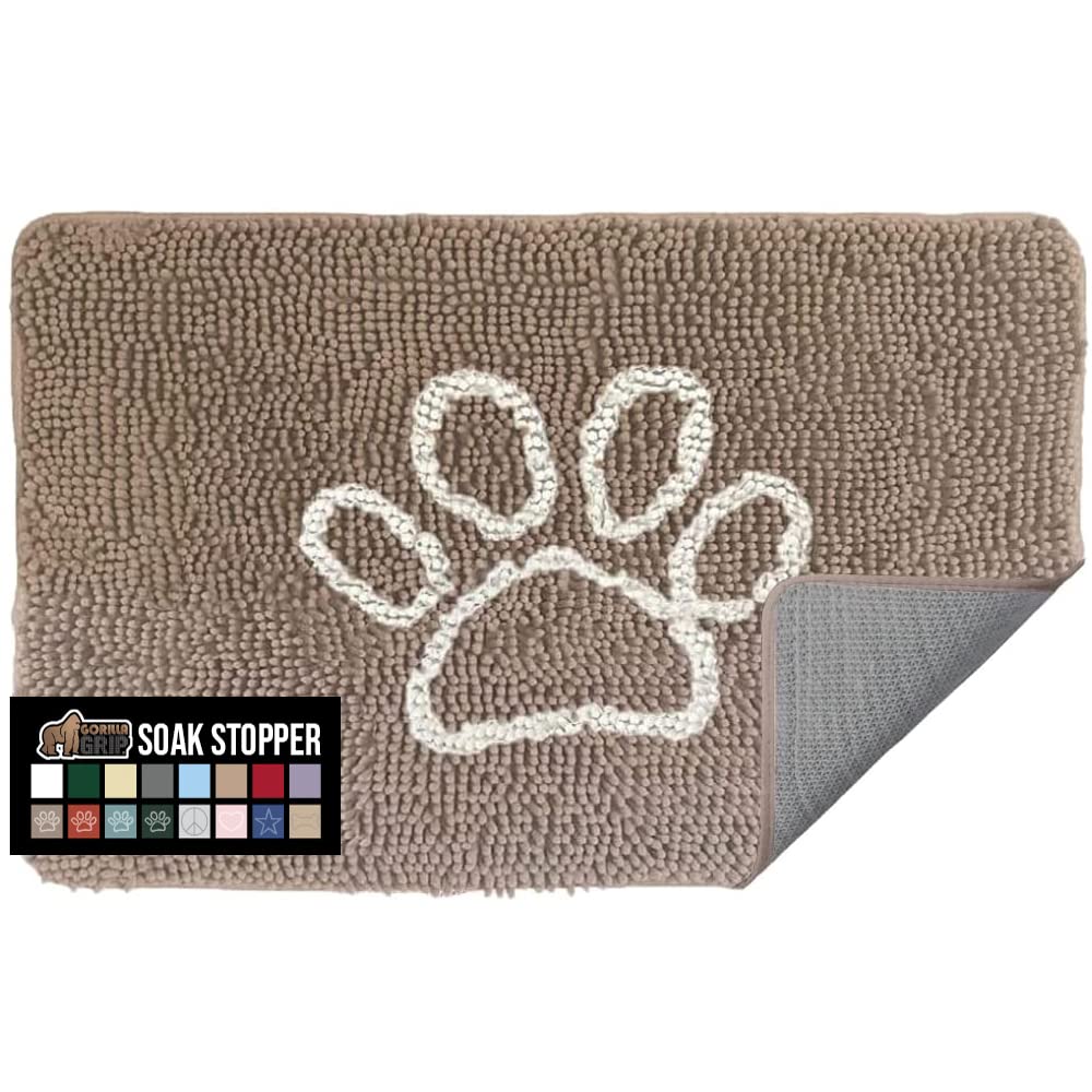 GORILLA GRIP Dog Doormat, Absorbent Doormats for Muddy Dogs Paws, 30x20 Machine Washable Soakstopper Rugs, Cleaner Floors, US De
