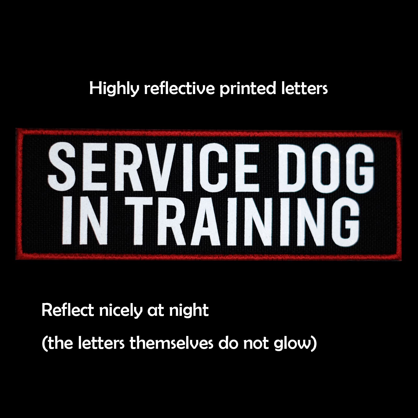 FITZNORA 2 Pcs Reflective Service Dog in Training Patch Set with Hook and Loop Fastener, Embroidered Border with Printed Letters