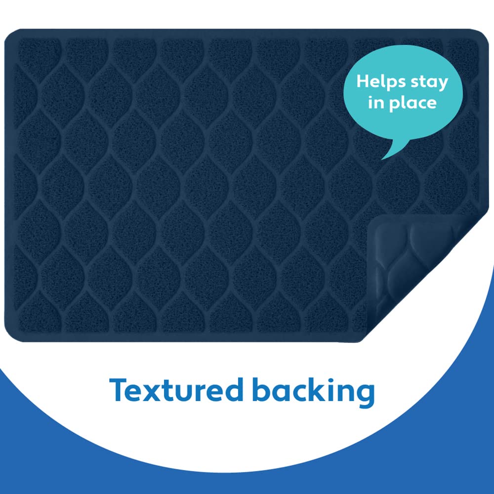 Mighty Monkey Waterproof Bpa Free Cat Litter Box Trapping Mat, Easy Clean Floors, Textured Baking, Soft On Sensitive Kitty Paws, Cats Accessories, Less Waste, Stays In Place, 35X23, Navy