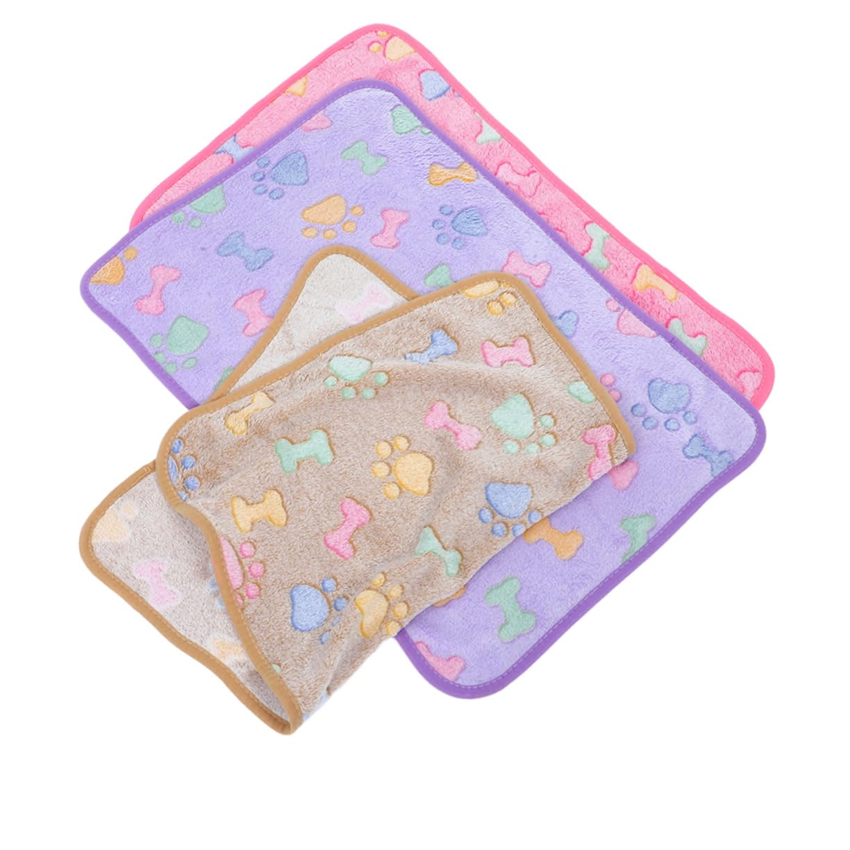Totority 3pcs Blanket for Small Dogs Cats Fleece Non Backing Soft Warm and Brown for Crate Bed Couch
