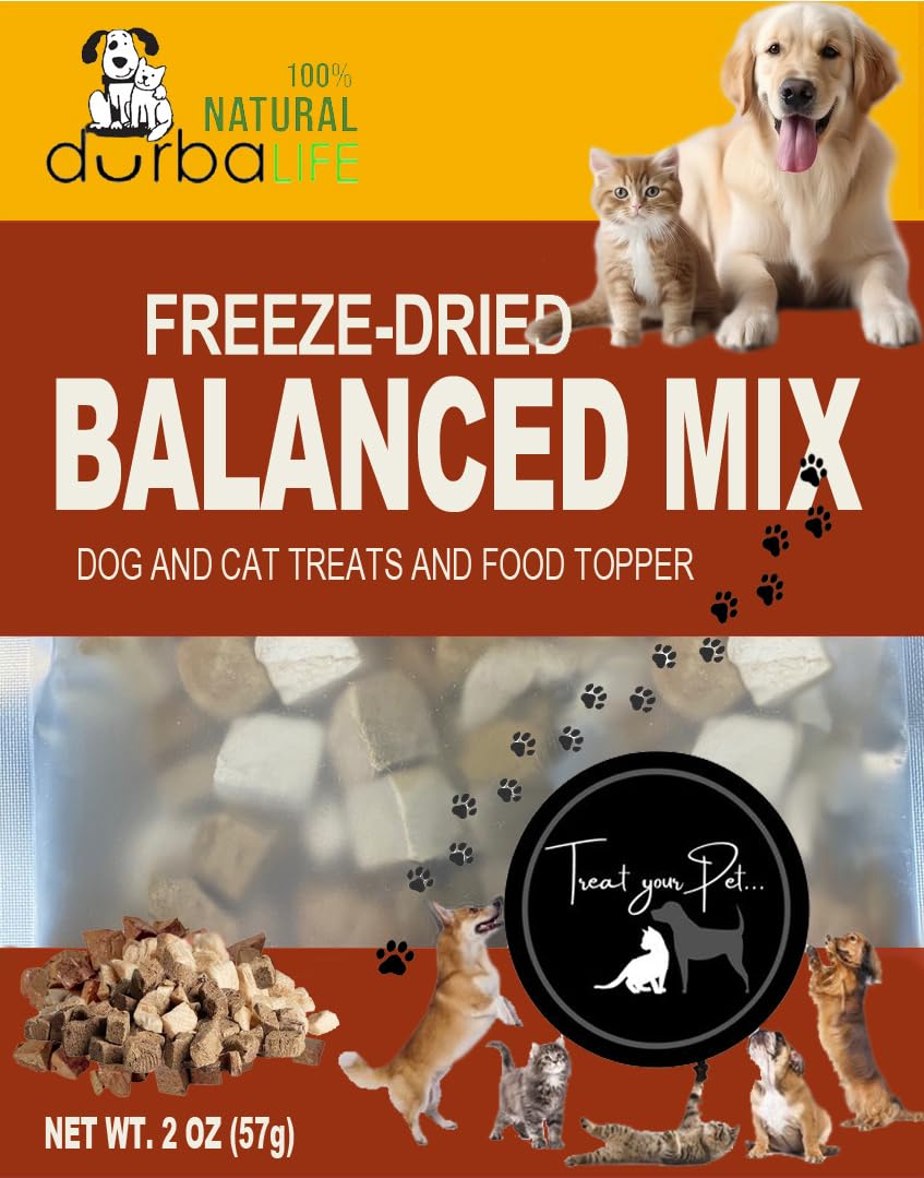 Freeze Dried Dog and Cat Treats Food Topper (2.0 oz, Duck & Chicken Balanced Mix)