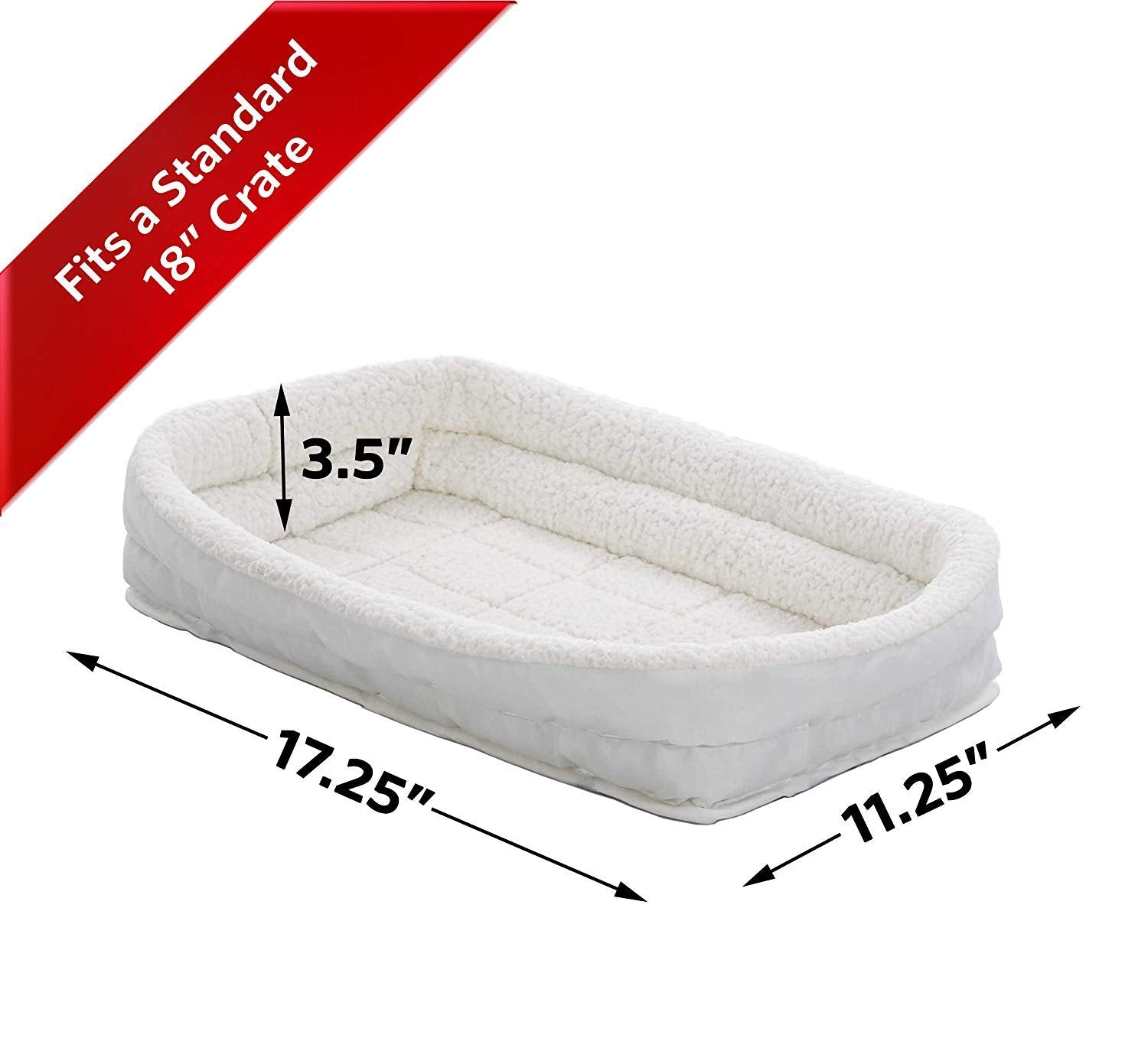 Midwest Homes For Pets Double Bolster Pet Bed | 18-Inch Dog Bed Ideal For Toy Dog Breeds & Fits 18-Inch Long Dog Crates