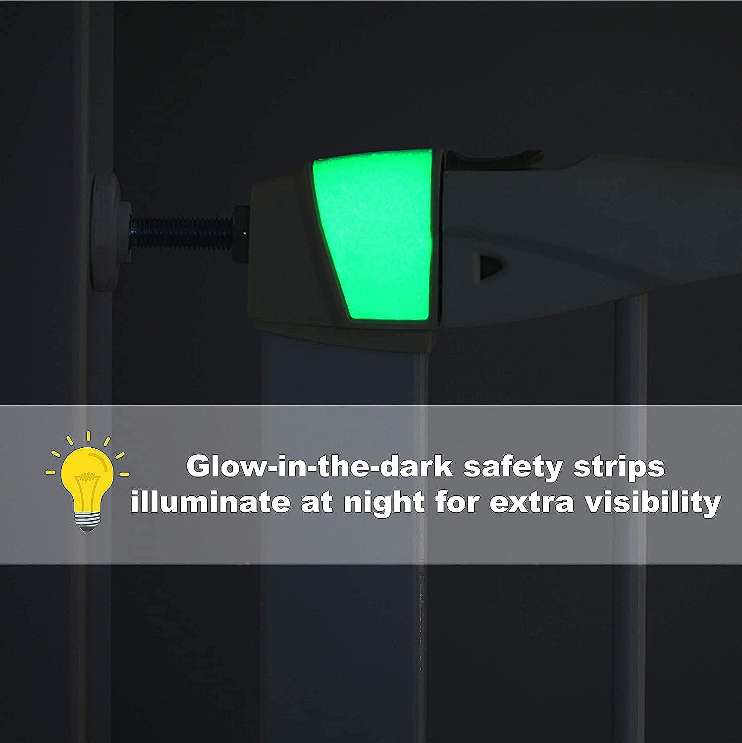 Midwest Homes For Pets Walk-Thru Steel Pet Gate W/ 'Safety Glow' Frame; 29' & 39' Tall Pet Gates In Soft White & Textured Graphite (2929Sw-Gl)