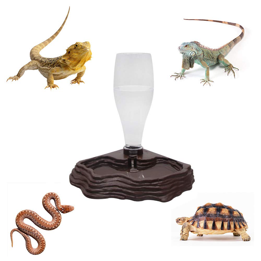 Slson Reptile Water Feeder Automatic Water Dispenser Waterer 13.5Oz Feeding Accessories For Turtle Bearded Dragons Lizards Gecko