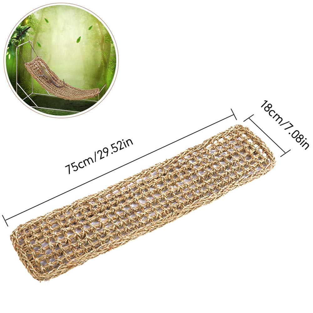 kathson Reptile Hammock Bed for Bearded Dragons & Geckos, 29.52x7.08, Black, 100% Natural Grass Fibers, Climbing Toy &