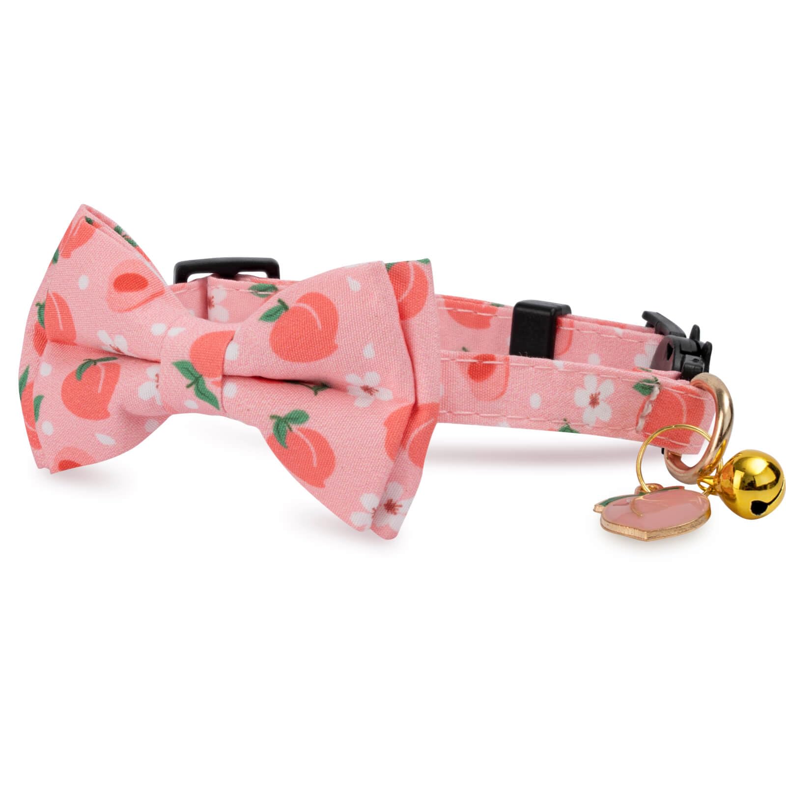 Gelwoo 2 Pack Cotton Cat Collar With Bow Tie And Bell For Male Female Cats,Soft Fancy Breakaway Kitty Kitten Collar With Peach A