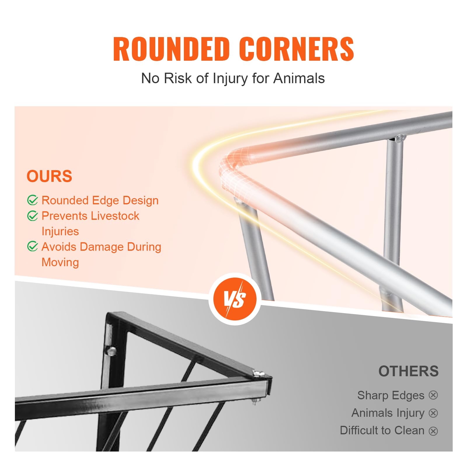 VEVOR Livestock Feeder, 18.5 Gallons Large Capacity, Heavy-Duty Steel Goat Hay Rack, 24.4 Long Wall Mounted Horse Hay Holder, Mu