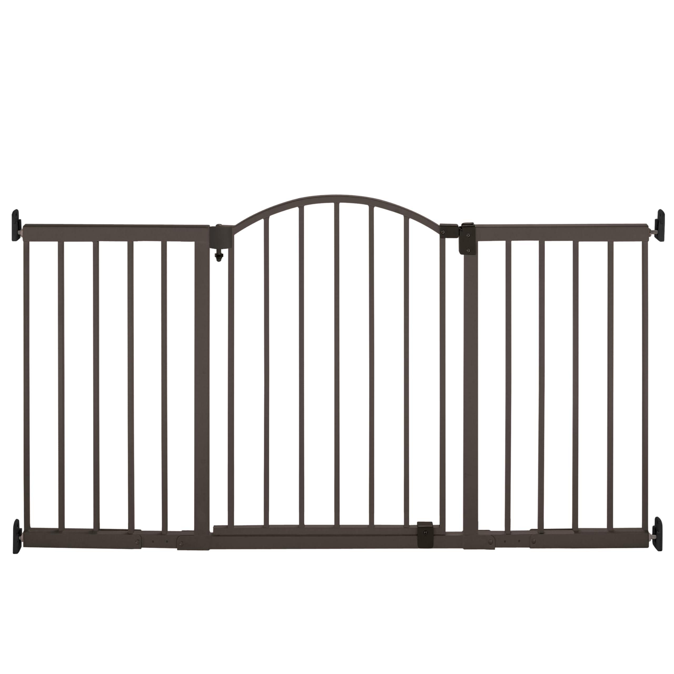 Summer Infant Metal Expansion Extra Wide Safety Pet And Baby Gate, 44'-71' Wide, 36” Tall, Hardware Mounted For Dog And Child Safety, Fits Large Opening Or Doorway, Auto Close Walk Thru Door - Bronze