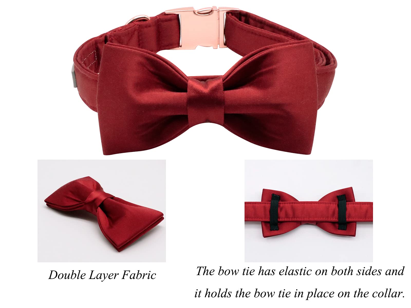 Lionet Paws Bowtie Dog Collar - Comfortable Silk Dog Collar With Detachable Bow Tie For Small Dogs Wedding, Neck 10-16 Inches