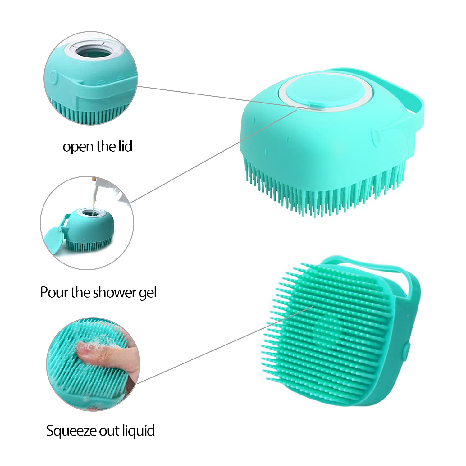 ELEGX Pet Grooming Brush with Soap Dispenser, Soft Silicone, for Dogs & Cats, Yellow, Model ELEGX, 1 PCS