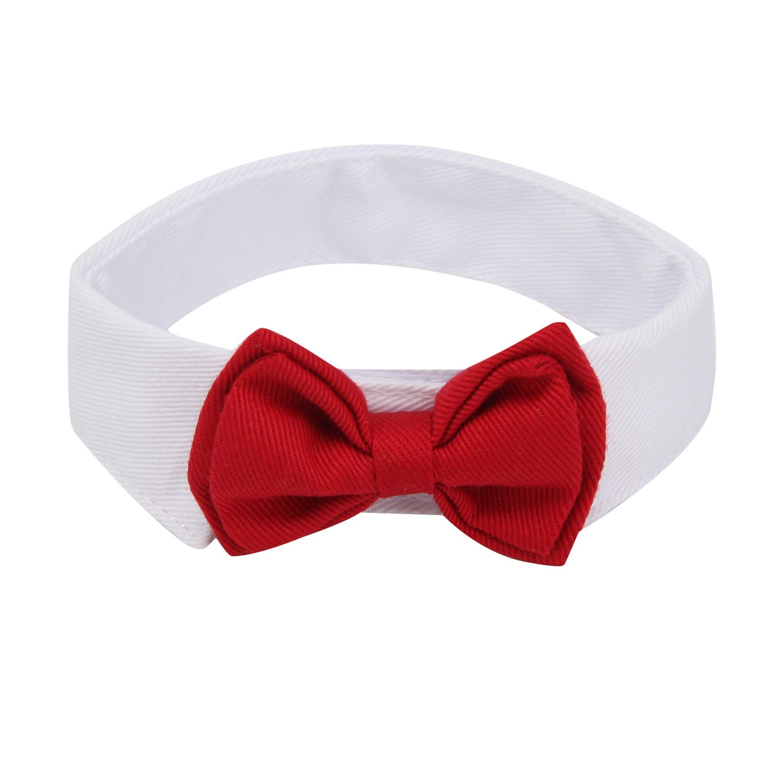 Zton Handcrafted Adjustable Formal Pet Bowtie Collar Neck Tie For Dogs & Cats (L, Red)