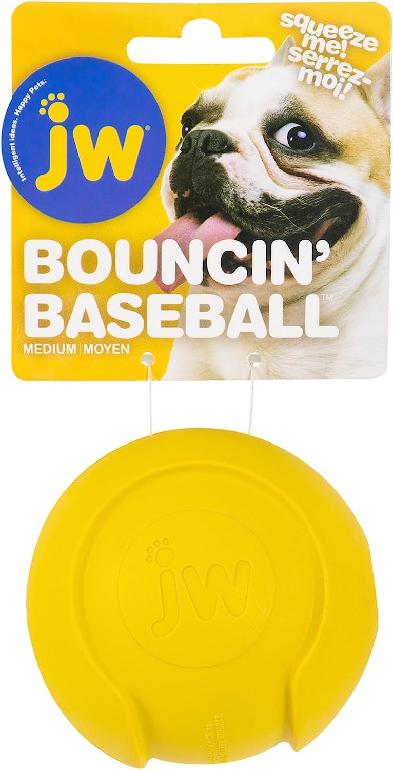 Jw Pet Company Isqueak Bouncin' Baseball Dog Toy, Medium (Colors Vary)