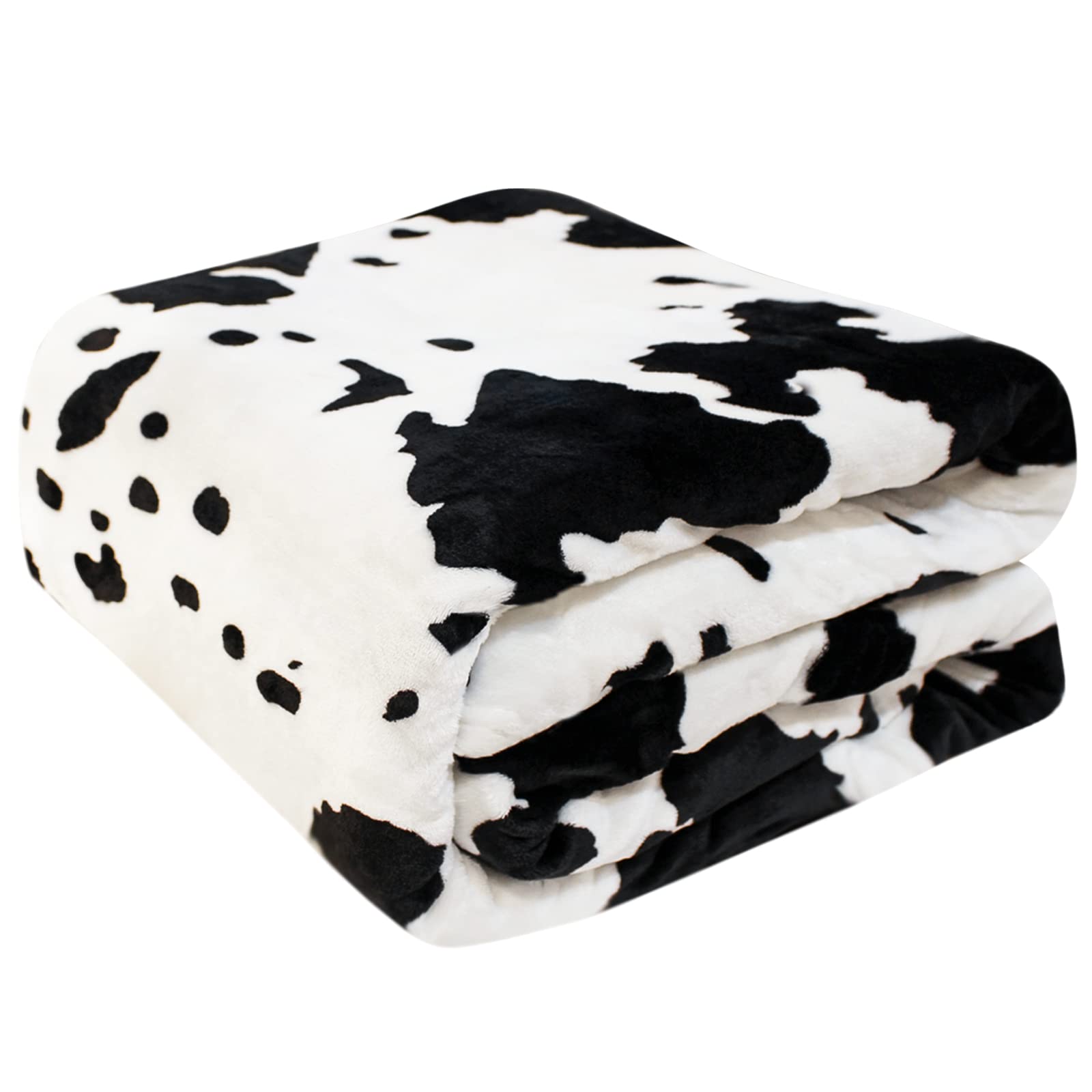 Fuzzy Black Cow Print Blanket Adult Baby Soft Warm Cozy Fleece Cat And Dog Blanket Soft & Warm Fleece Flannel Pet Blanket, Great Pet Throw(40 * 50In)