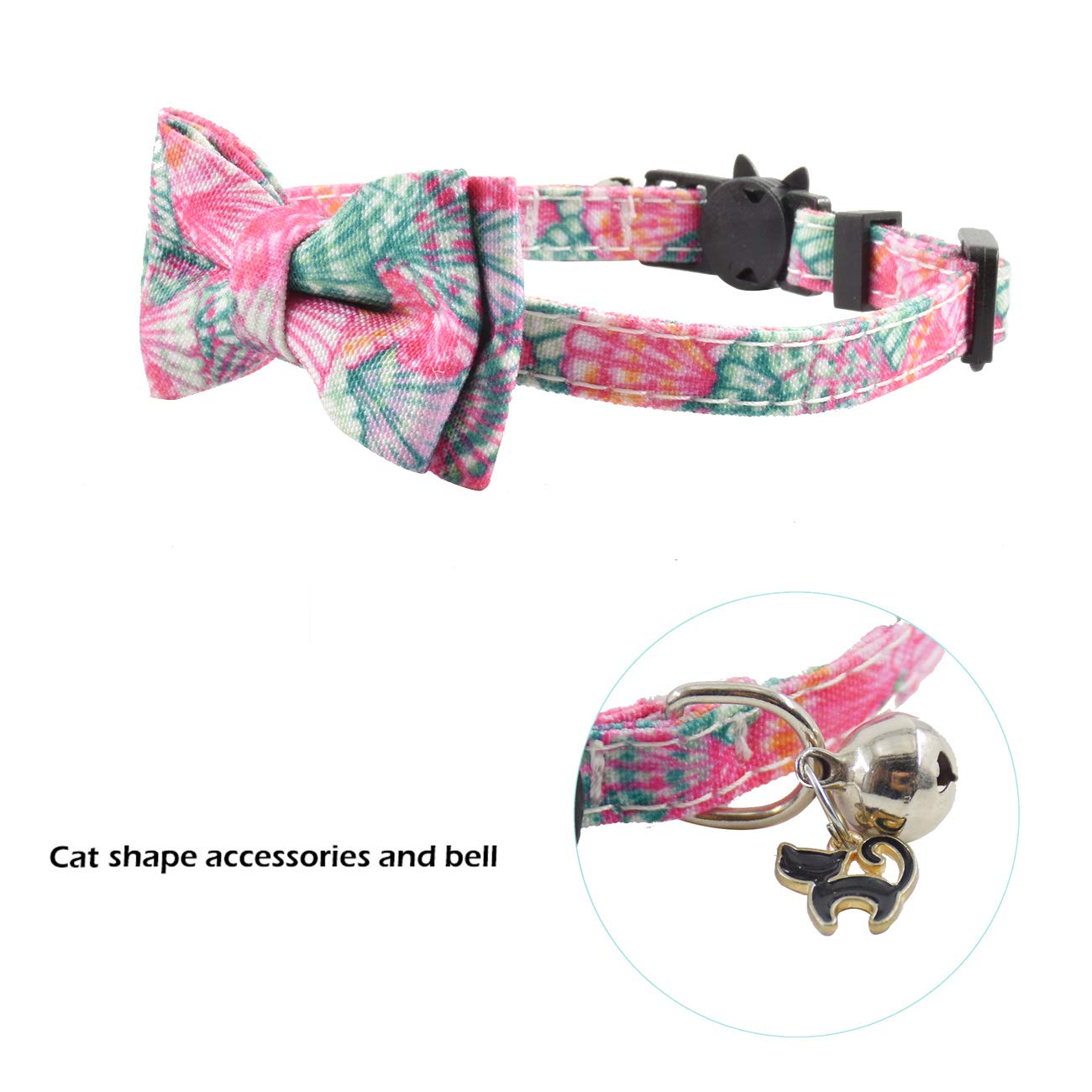 Bowtie Cat Collars Breakaway With Bell, Adjustable Cute Kitty Collars Safety Buckle Kitten Collar For Cat Puppy 7.5-11In (24)