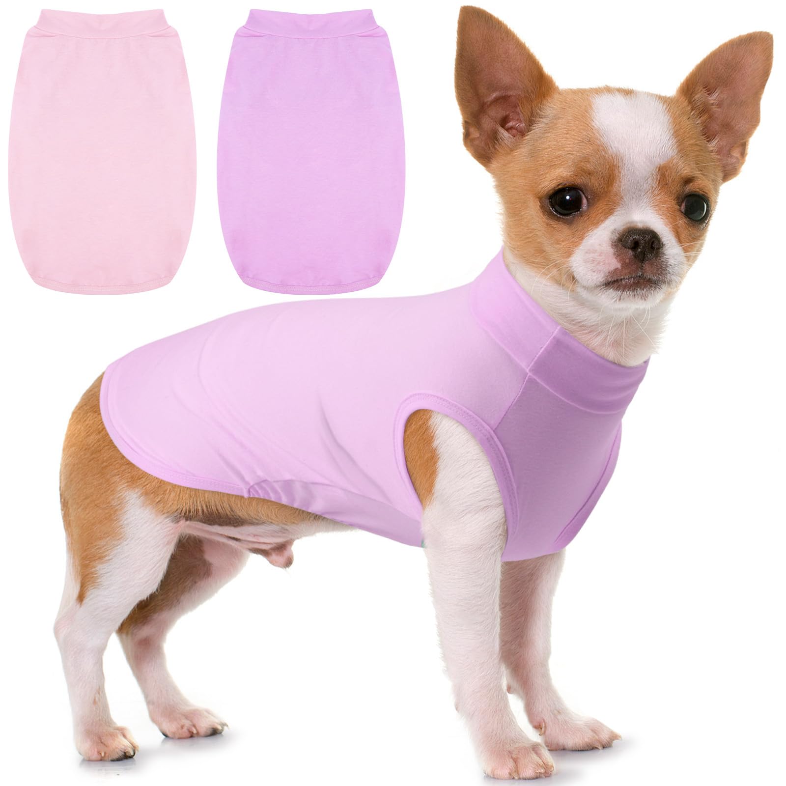 Migohi 2 Pack Breathable Dog T-Shirts, Dog Tee For Small Dogs Boy Girl, Sun Protection Tank Top Sleeveless Vest Summer, Puppy Sh