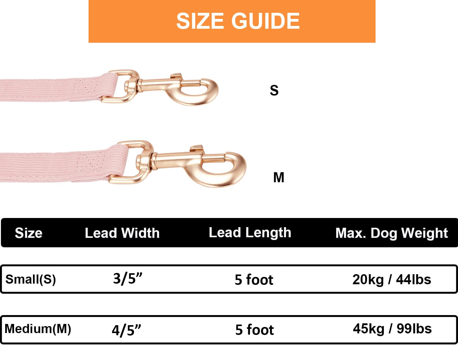Ewinoom Soft Cotton Dog Leash, 5 Ft Heavy Duty Corduroy Dog Leashes With Gold Metal Hook For Small Medium Large Dogs,Medium,Ligh