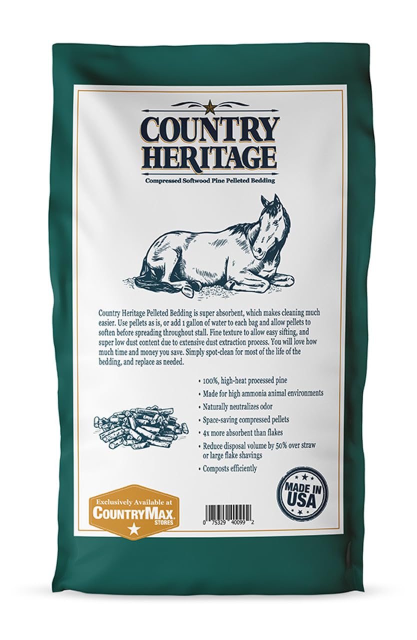 Country Heritage Premium Low Dust Pelleted Bedding Super Absorbent All Natural Softwood Pine Pellets 35 Lbs.