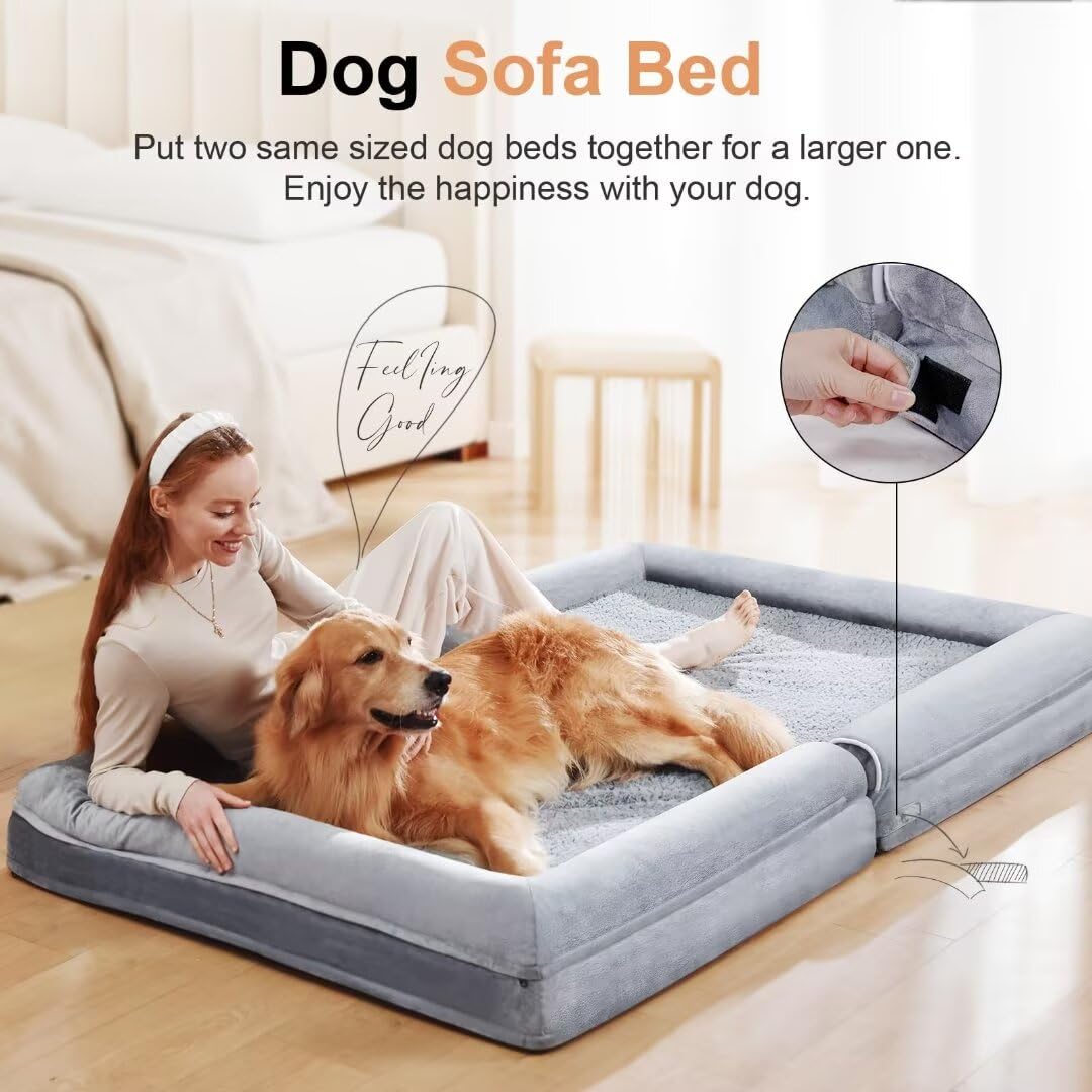 Large Dog Bed Orthopedic Washable: Beds Bolster Xl Bed Big Xlarge Dogs Memory Foam Sofa Couch Waterproof Removable Cover
