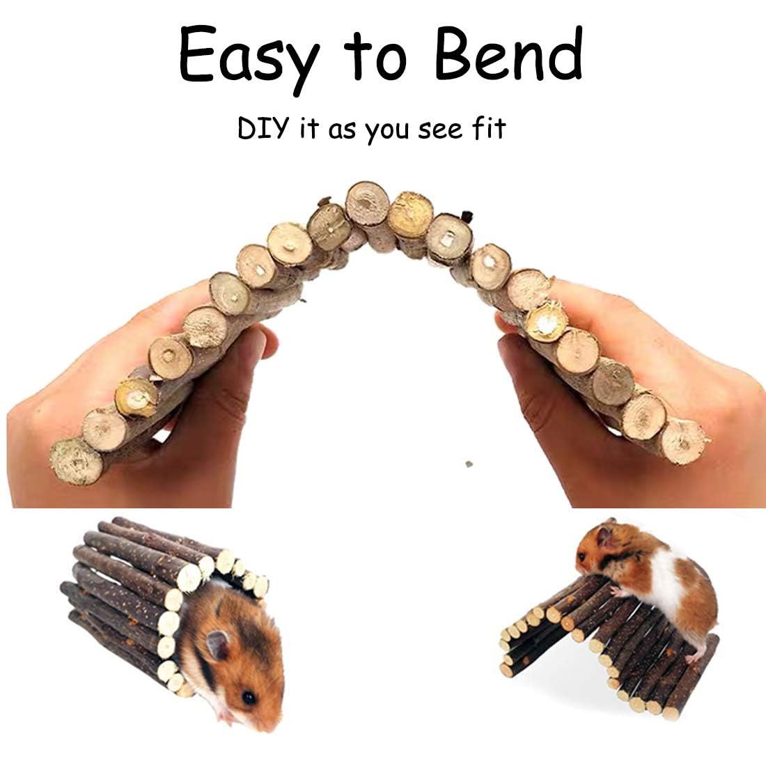 Hamiledyi 4Pcs Hamster Bridge Wooden Bridge Toy Rat Ladder Natural Wooden Hideout Tunnel Ladder Hamster Cage Accessories Chew To