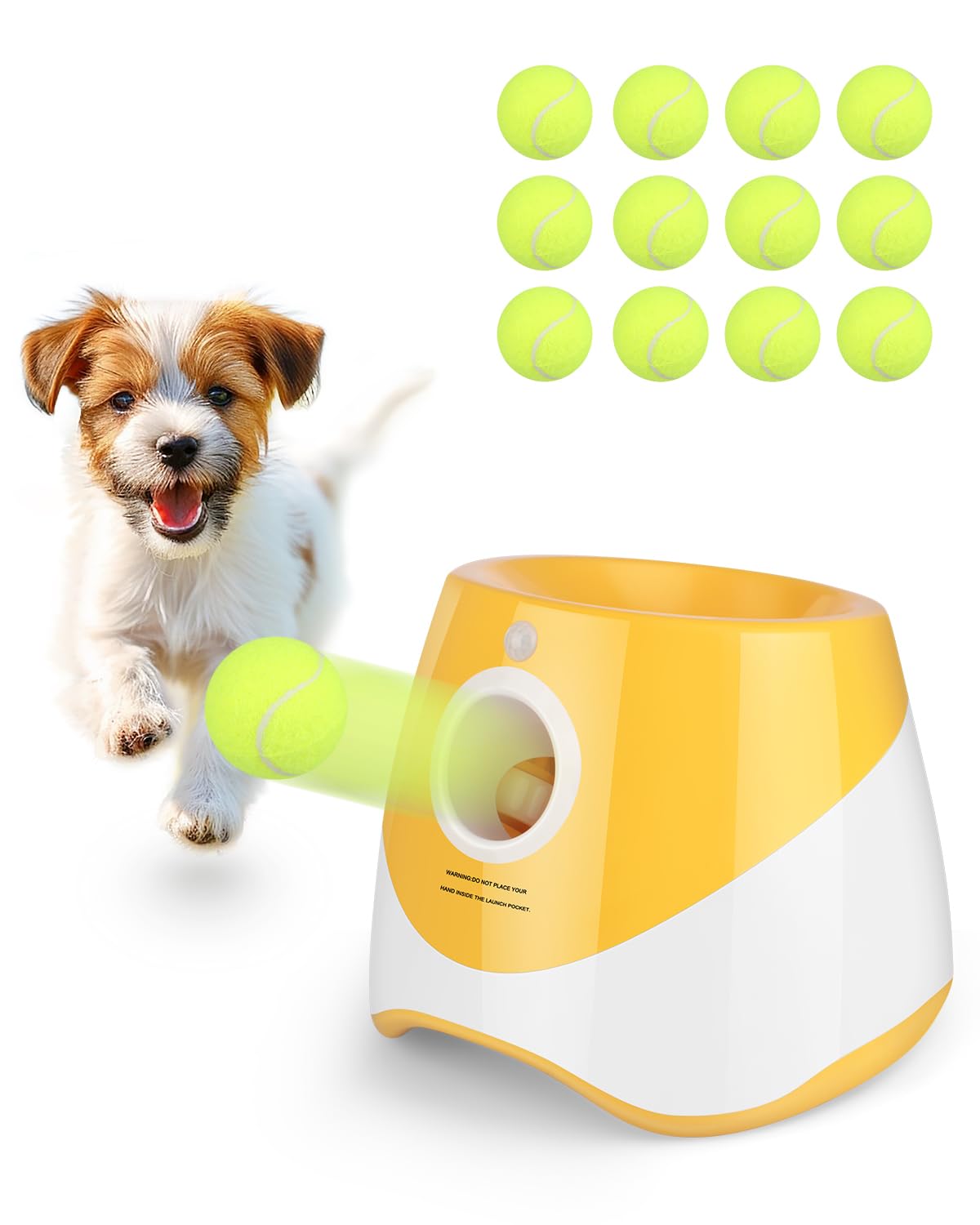 Rigshru Interactive Automatic Ball Launcher For Dogs - 12 Tennis Balls,Balllauncher For Medium & Small Dogs, Self-Throwing Machi