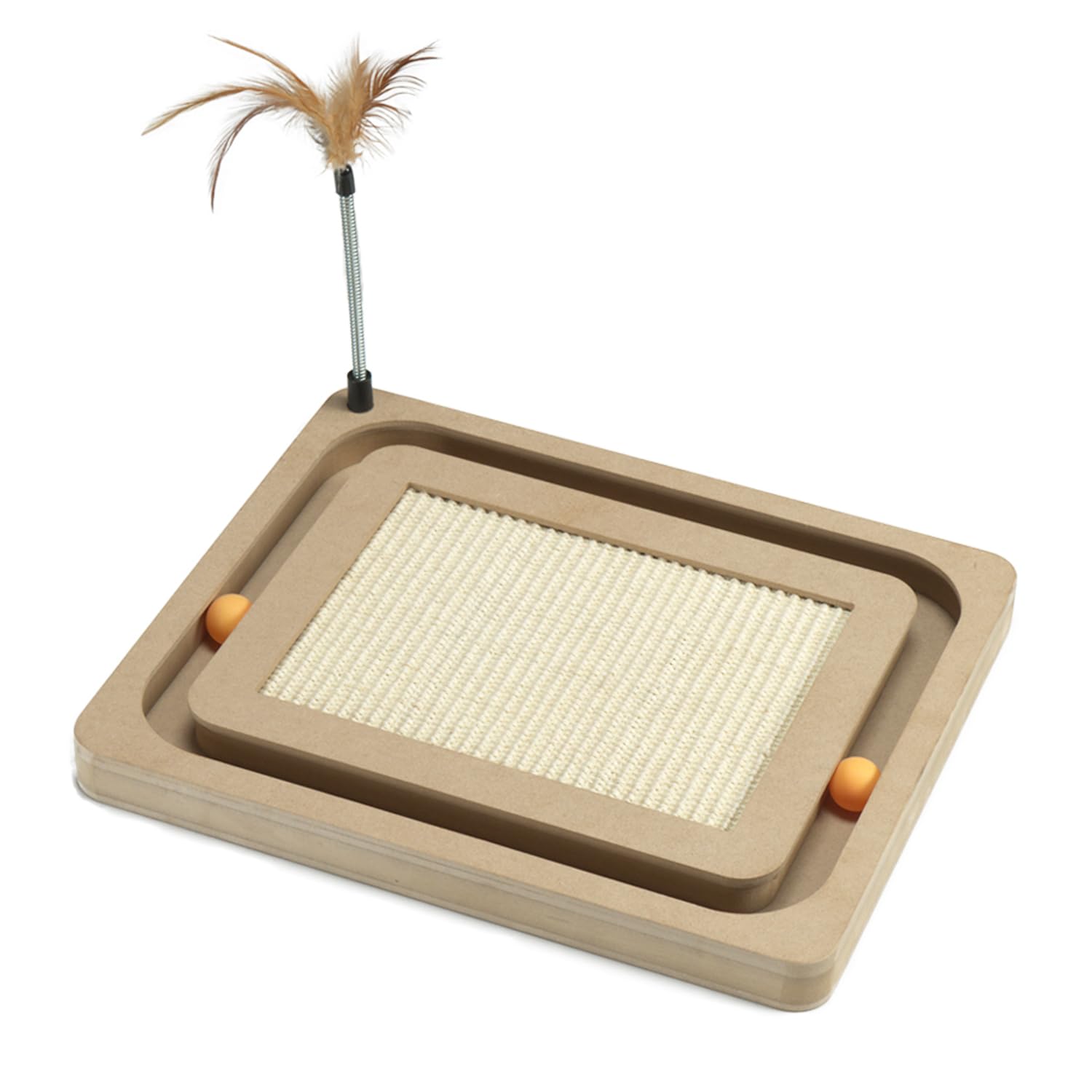 Peekab Cat Scratcher,Sisal Scratching Board With Track Ball Interactive Toy And Swing Feather Toys For Indoor Cats And Kittens,L