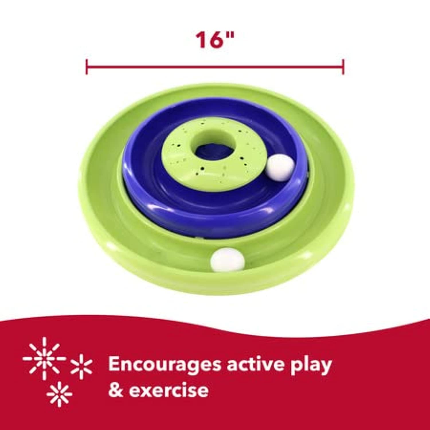 Coastal Pet Turbo Catnip Hurricane Cat Toy - Interactive Double Cat Toy Ball Track - For Cats And Kittens - Green And Blue - 16'