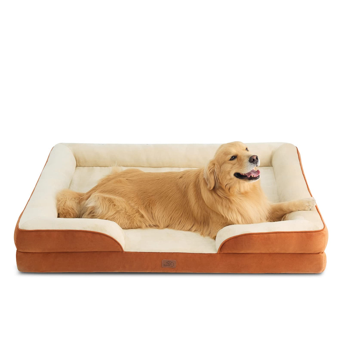 Bedsure Xxl Orthopedic Dog Bed - Washable Great Dane Dog Sofa Beds For Giant Dogs, Supportive Foam Pet Couch Bed With Removable Washable Cover, Waterproof Lining And Nonskid Bottom, Caramel
