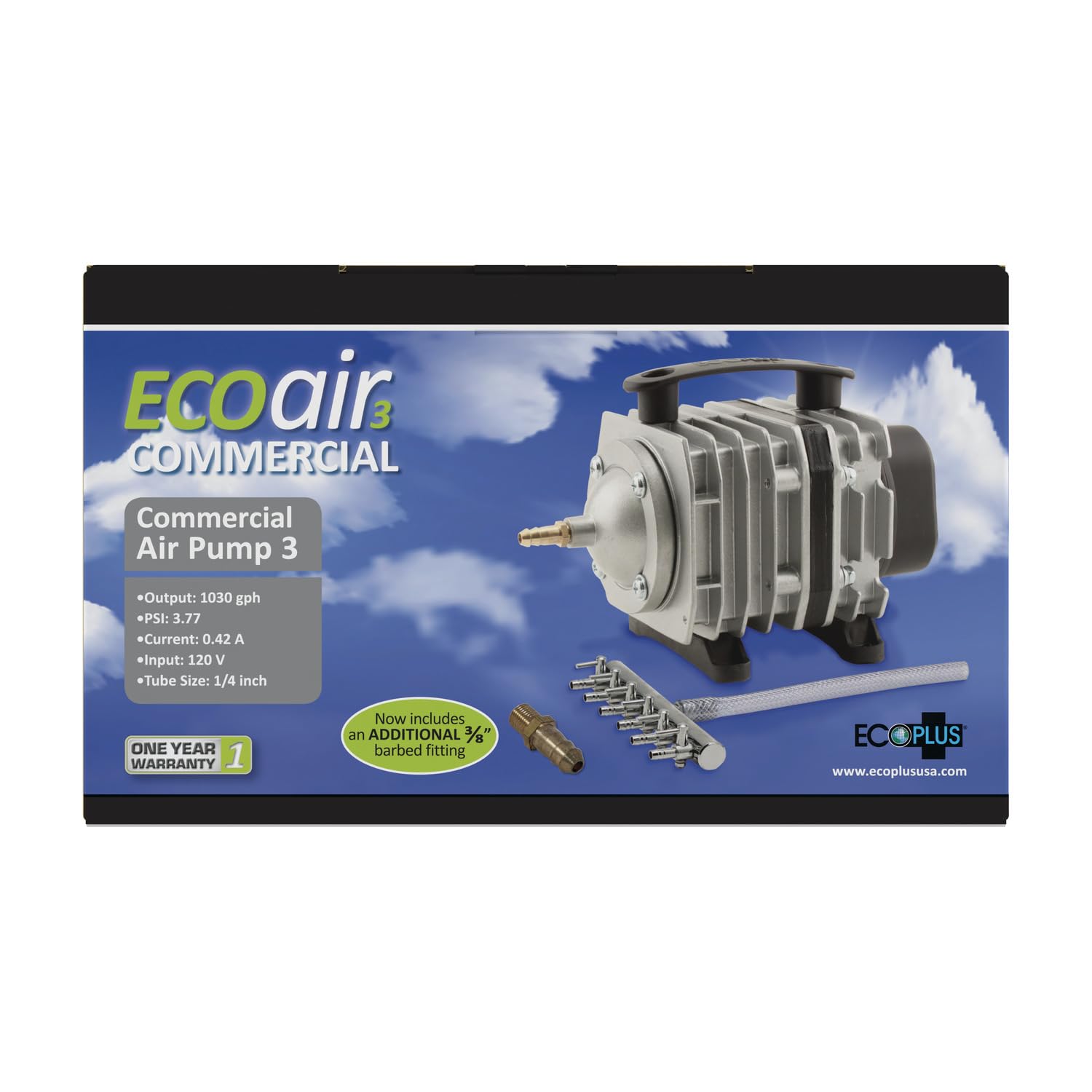 Ecoplus Ecoair3 Commercial Grade Air Pump 1030 Gph - 35 Watt Single Outlet