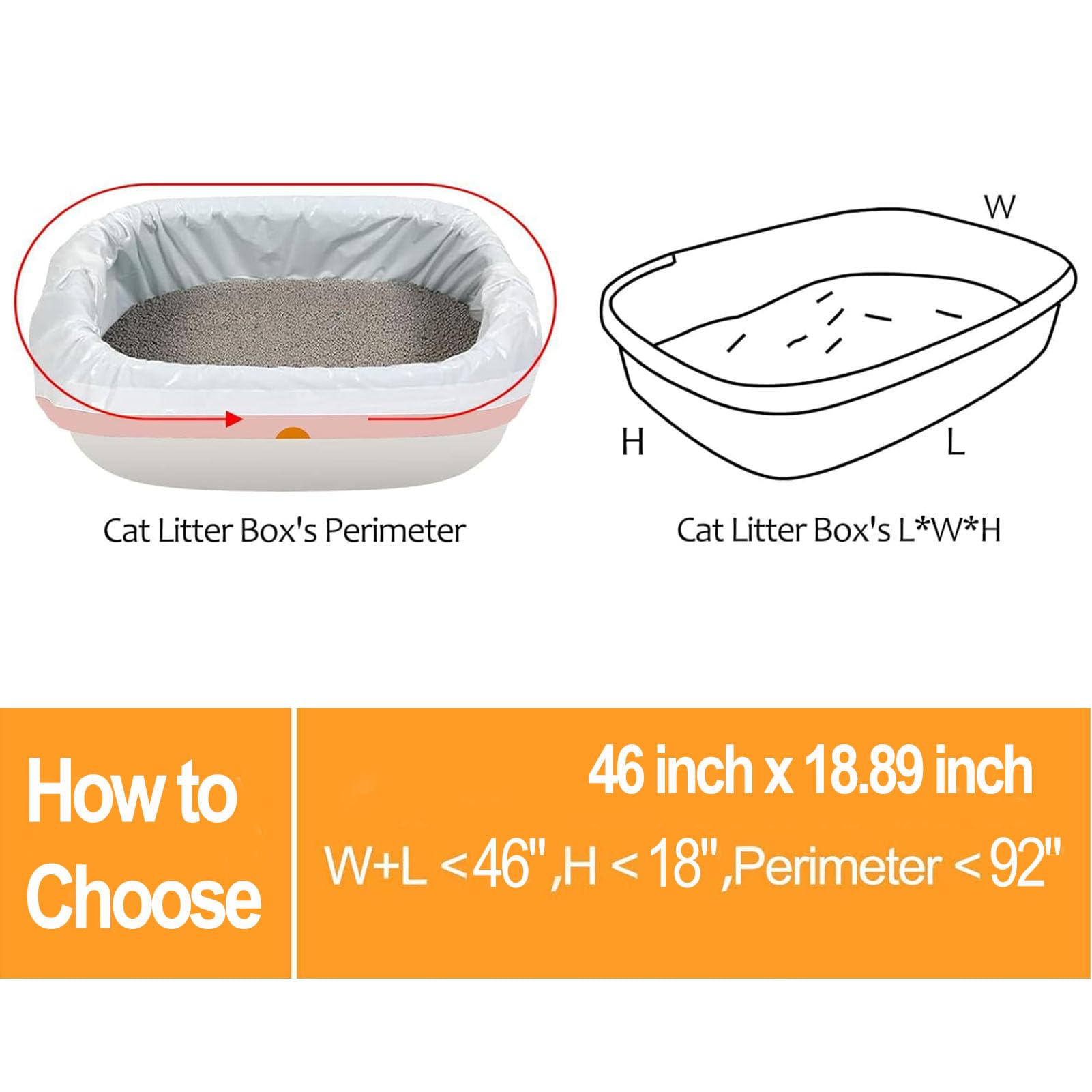 Naielfopet 30 Count 46'' X 19'' Jumbo Cat Litter Trash Bags With Drawstring, Extra Large Heavy Duty Cat Waste Bags For Top-Open