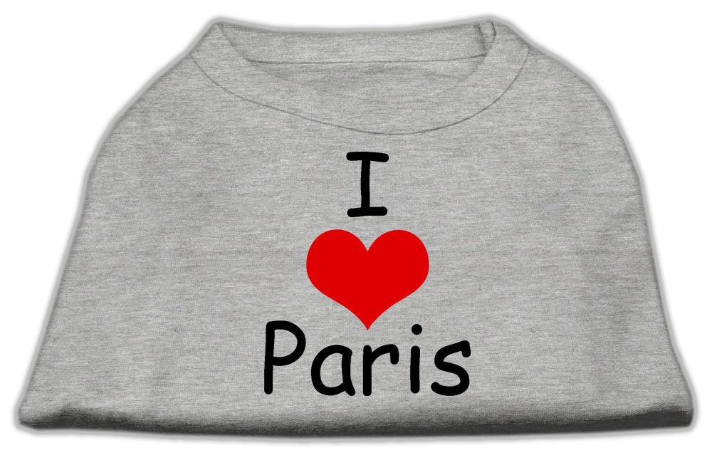Mirage Pet Products 20-Inch I Love Paris Screen Print Shirts for Pets, 3X-Large, Grey