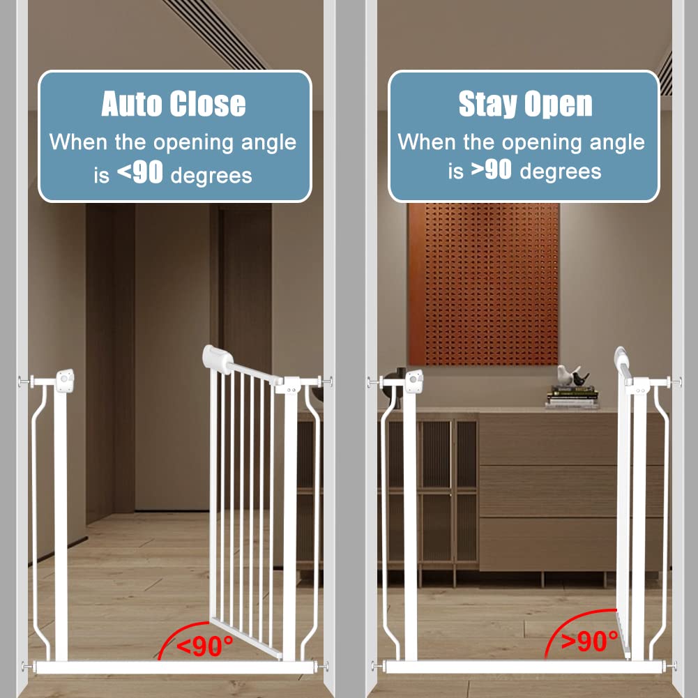 Flower Frail Extra Wide Baby Gate - 38.5-43.5" Pressure-Mounted Safety Gate for Dogs & Infants, White, Metal, Model A07W046