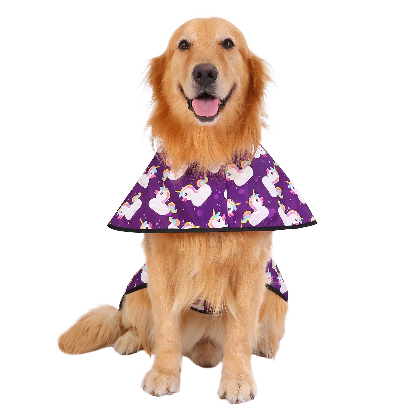 Hde Dog Raincoat Hooded Slicker Poncho For Small To X-Large Dogs And Puppies Purple Unicorn Ducks - L
