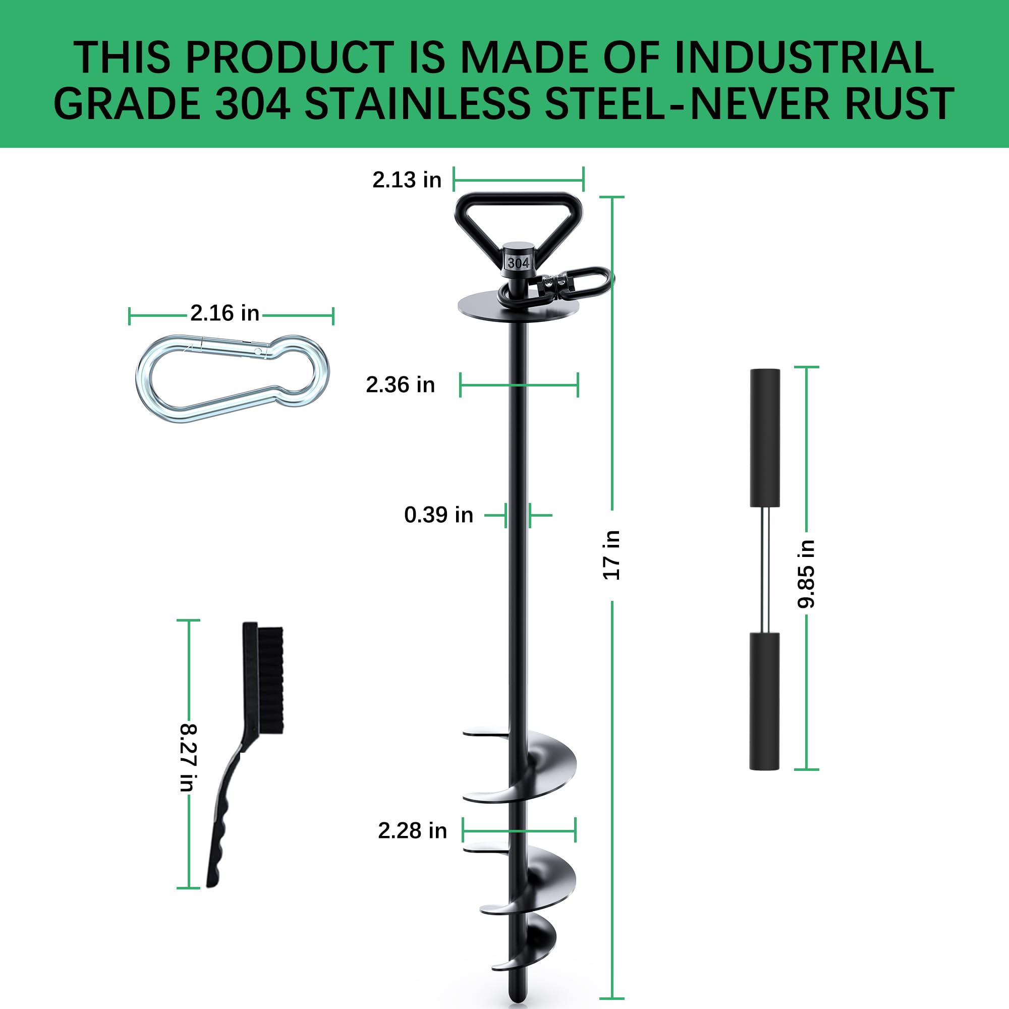 Tombaby Dog Tie Out Stake-Heavy Duty 304 Stainless Steel Dog Anchor, 360 Swivel Yard Stake For Dogs,Use Any For To 210 Lbs Dogs-