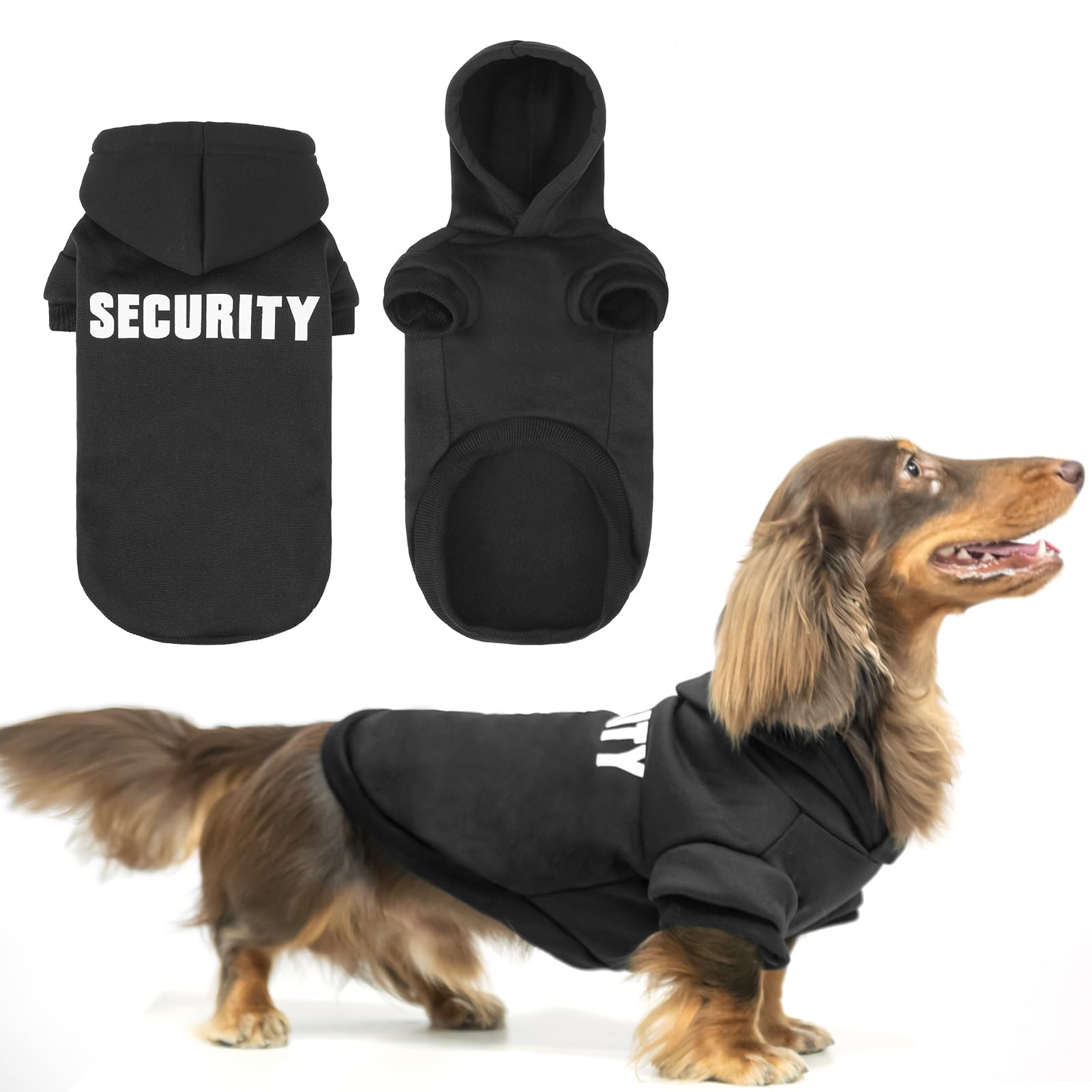 Bingpet Security Dog Hoodies Dachshund Sweater Cold Weather Dog Coats Soft Brushed Fleece Pet Clothes Hooded Sweatshirt For Dog