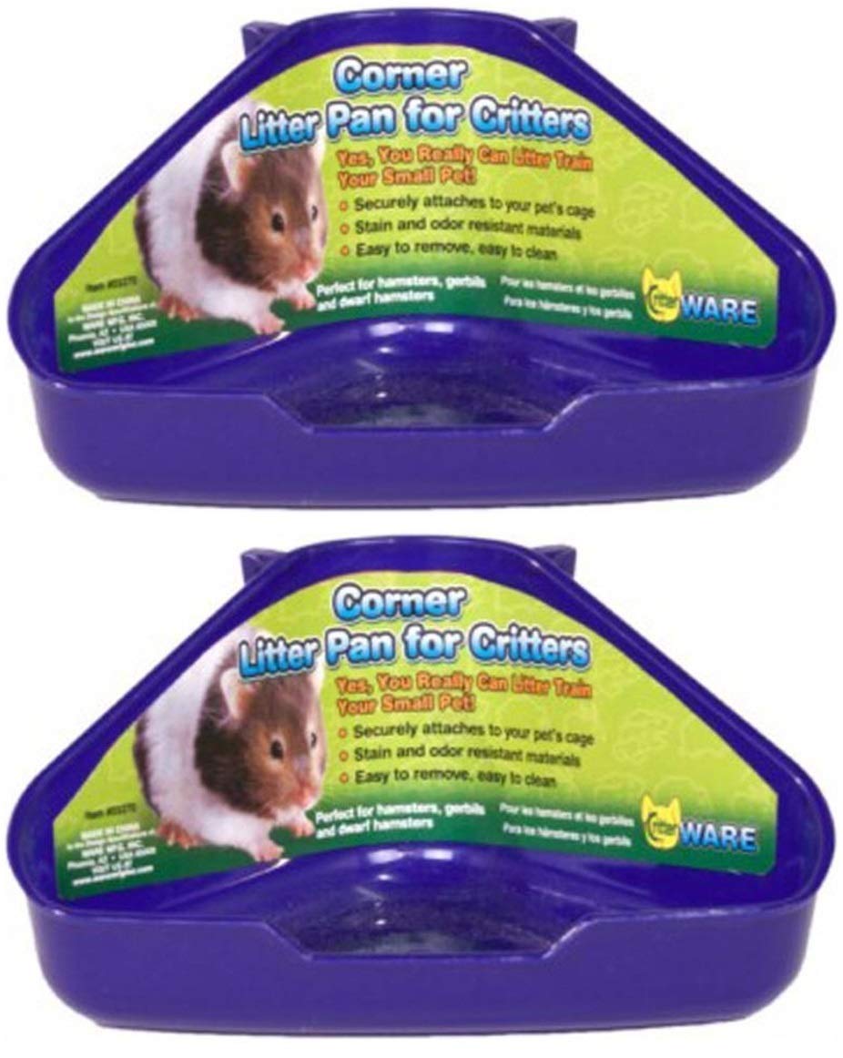 Ware 2 Pack Of Corner Litter Pans For Hamsters Gerbils And Dwarf Hamsters, Assorted Colors