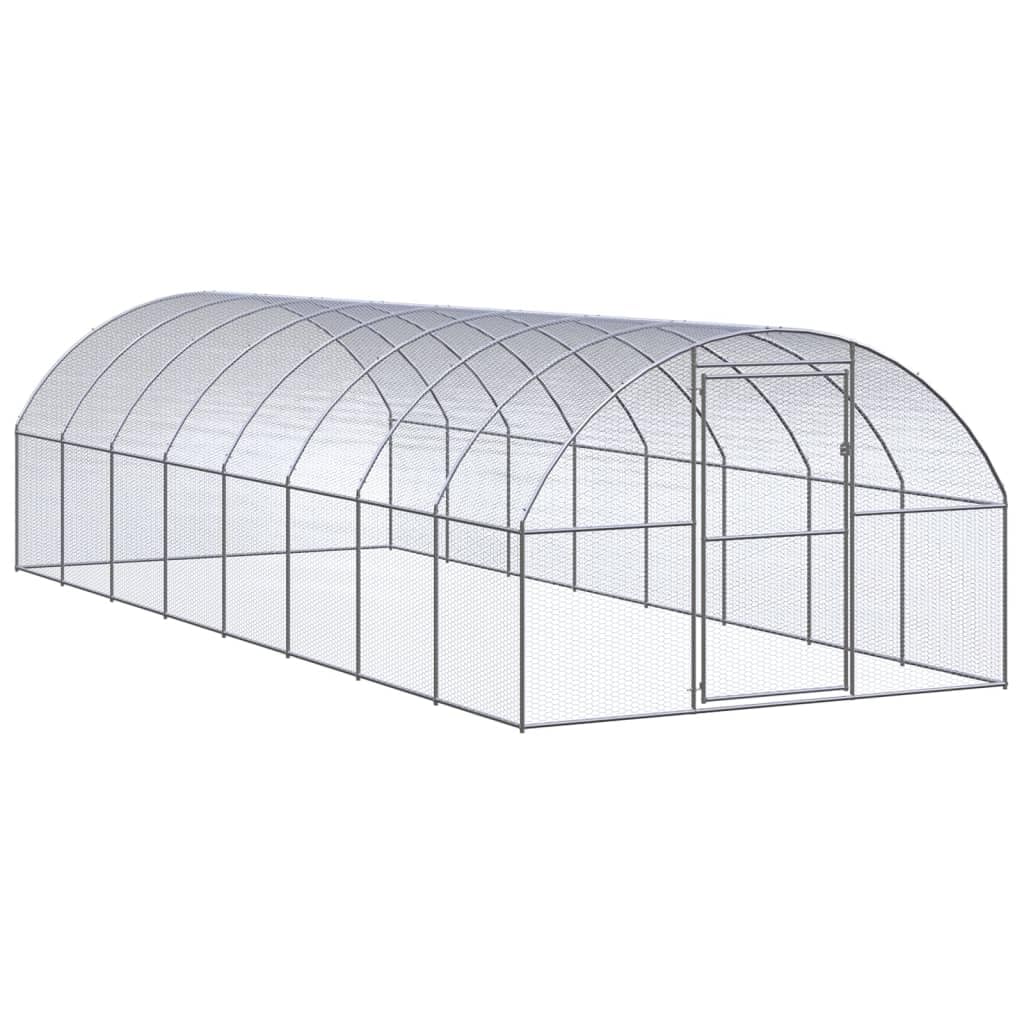 vidaXL Rustic Outdoor Chicken Coop 3X8X6.6ft Galvanized Steel Sturdy Weatherproof Ideal for Chickens and Ducks Cage Poultry Hous