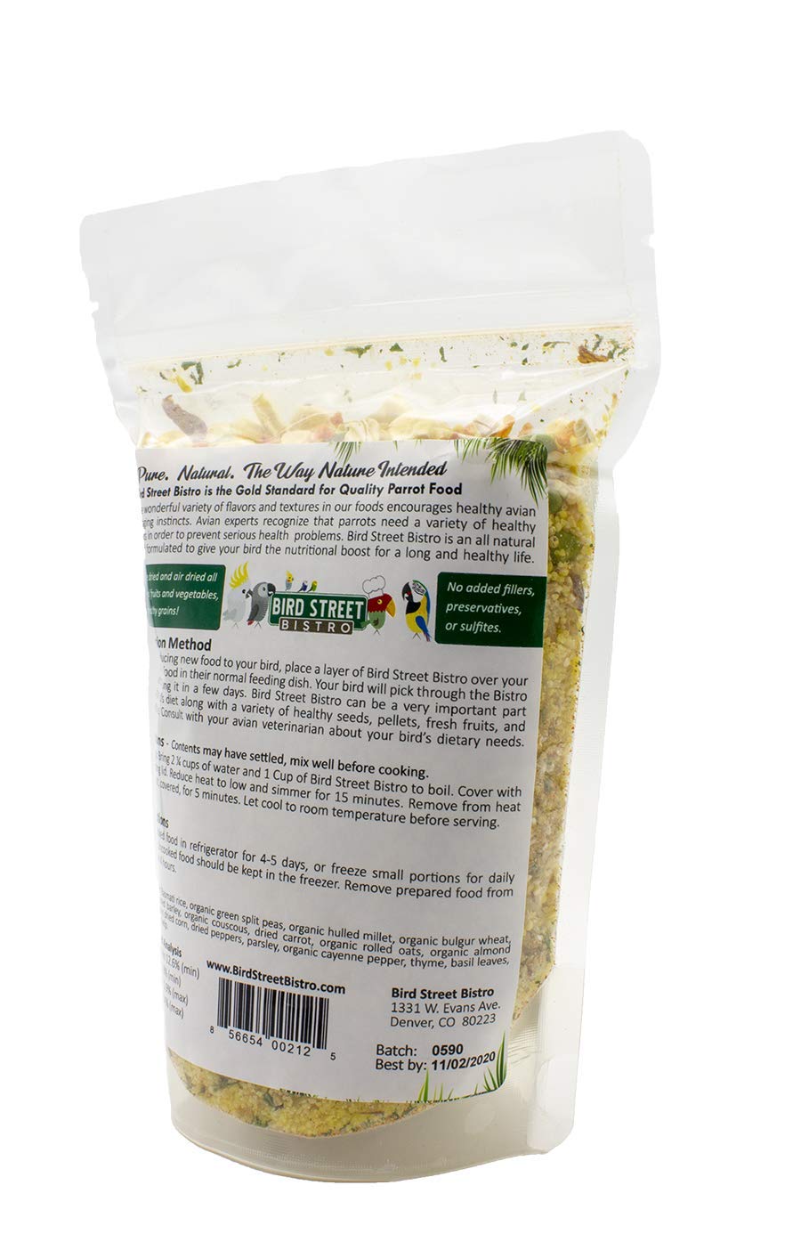 Bird Street Bistro Parrot Food - Parakeet & Cockatiel Food - Cooks in 3-15 min with Natural & Organic Grains, Legumes, Healthy F