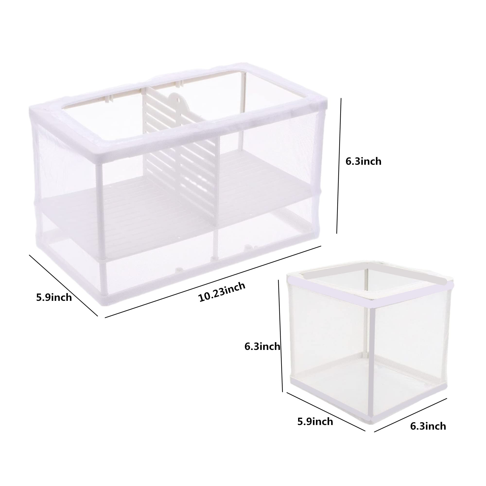 2 Pack Fish Tank Breeder Net Mesh Breeder Box, Aquarium Hatchery Breeder Box Separation Nettig, Plastic Frame Fish Breeding Box