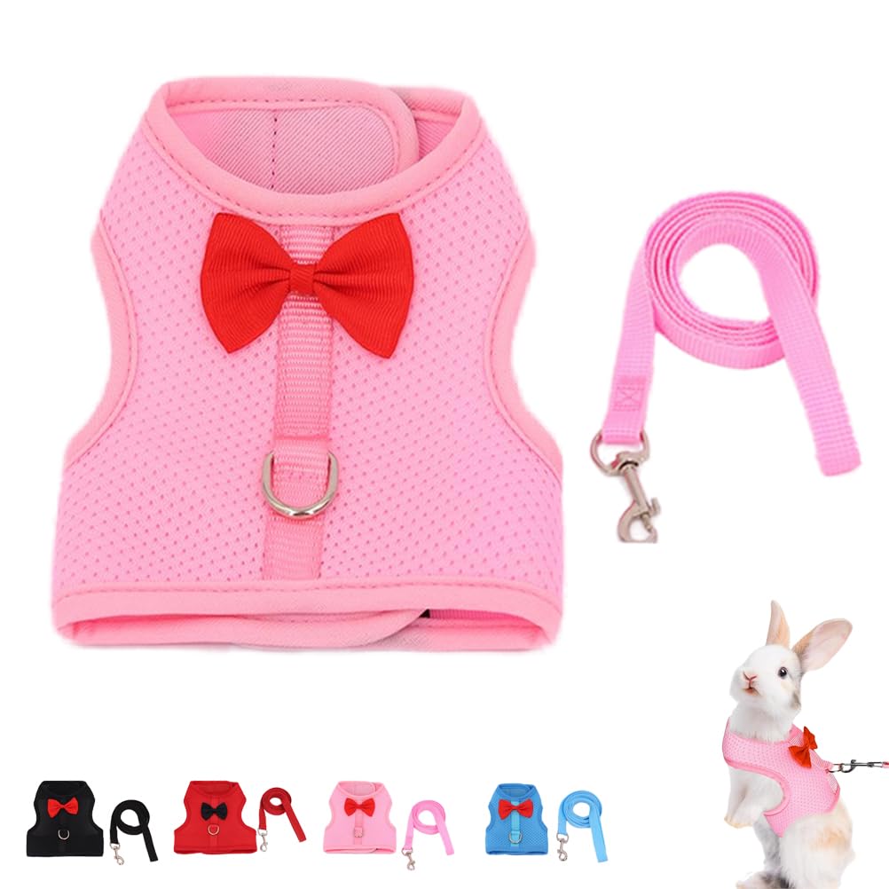 Bunny Harness And Leash For Walking Escape Proof, Mesh Breathable Adjustable Bunny Harness Camping Hiking Training For Ferret Ki