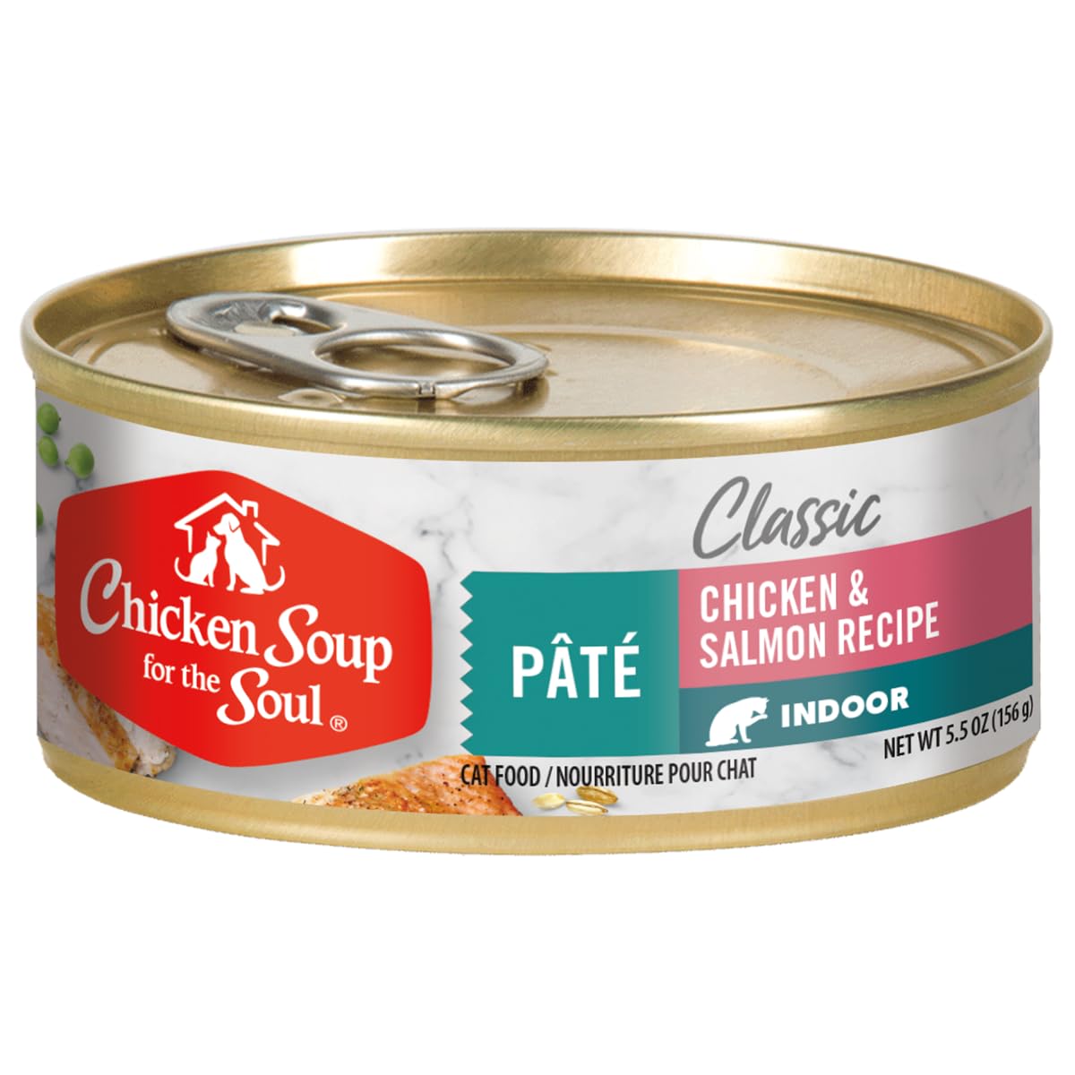 Chicken Soup For The Soul Pet Food Classic Wet Indoor Adult Cat Food, Chicken & Salmon Pate, 5.5 Ounce Can (Pack of 24) Soy Free