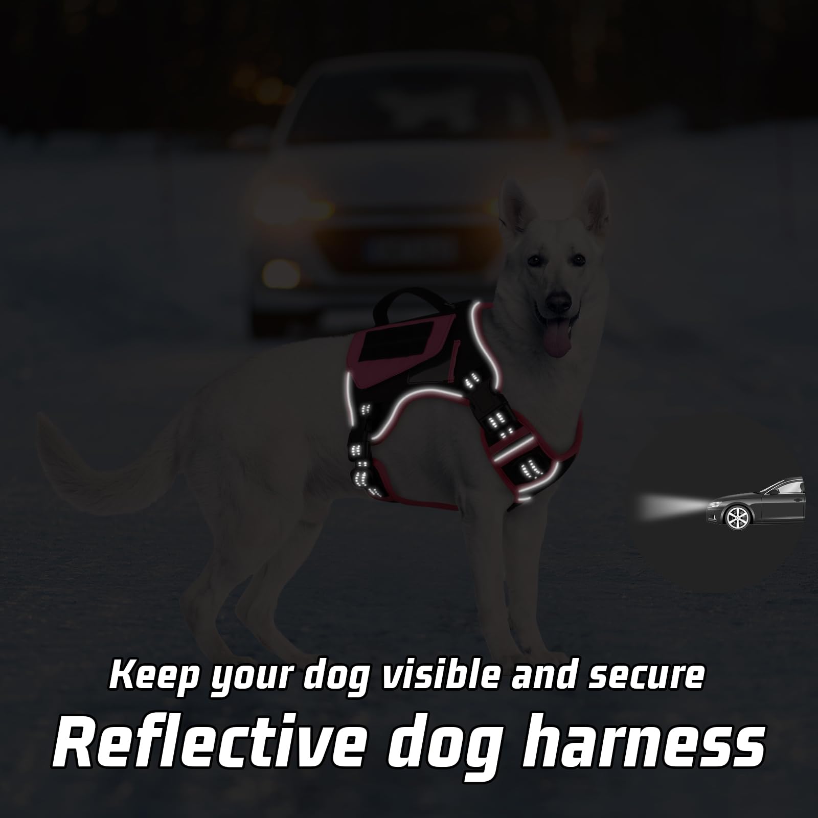 Wingoin Tactical Dog Harness For Small Dogs, No Pull Harness With Handle Pockets Poop Bag, Reflective Dog Vest, Military Service Heavy Duty Big Dog Harness For Walking Hiking Training, Black Pink, S