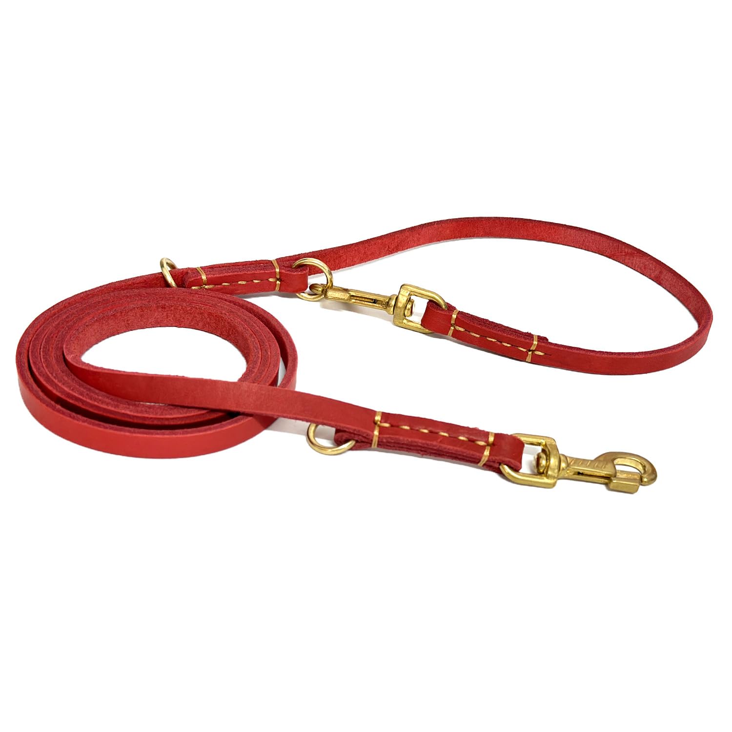 Leather Dog Leash 8ft, Soft Multi-Function 6 in 1 Leather Training Walking Leash, Hands Free Leather Leash, Dual, Crossbody Dog 