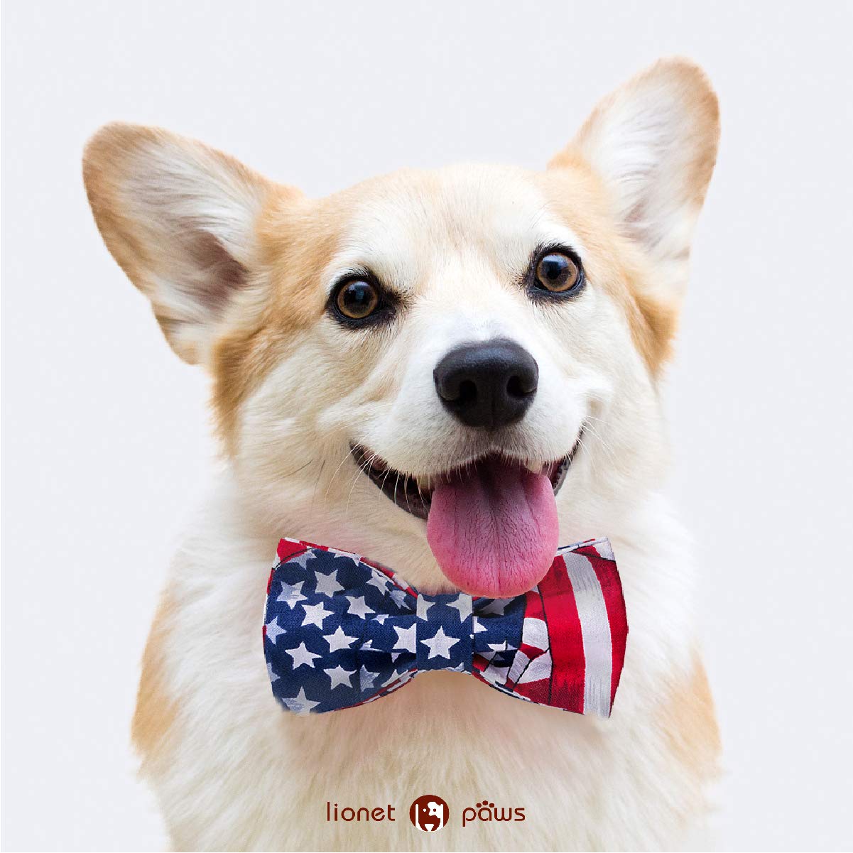 Lionet Paws Patriotic Dog Collar With Bowtie, 4Th Of July, Soft And Comfortable, Adjustable Collar For X-Large Dogs, Neck 16-26