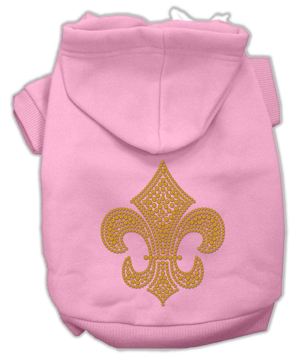 Mirage Pet Products 8-Inch Gold Fleur De Lis Hoodie, X-Small, Pink